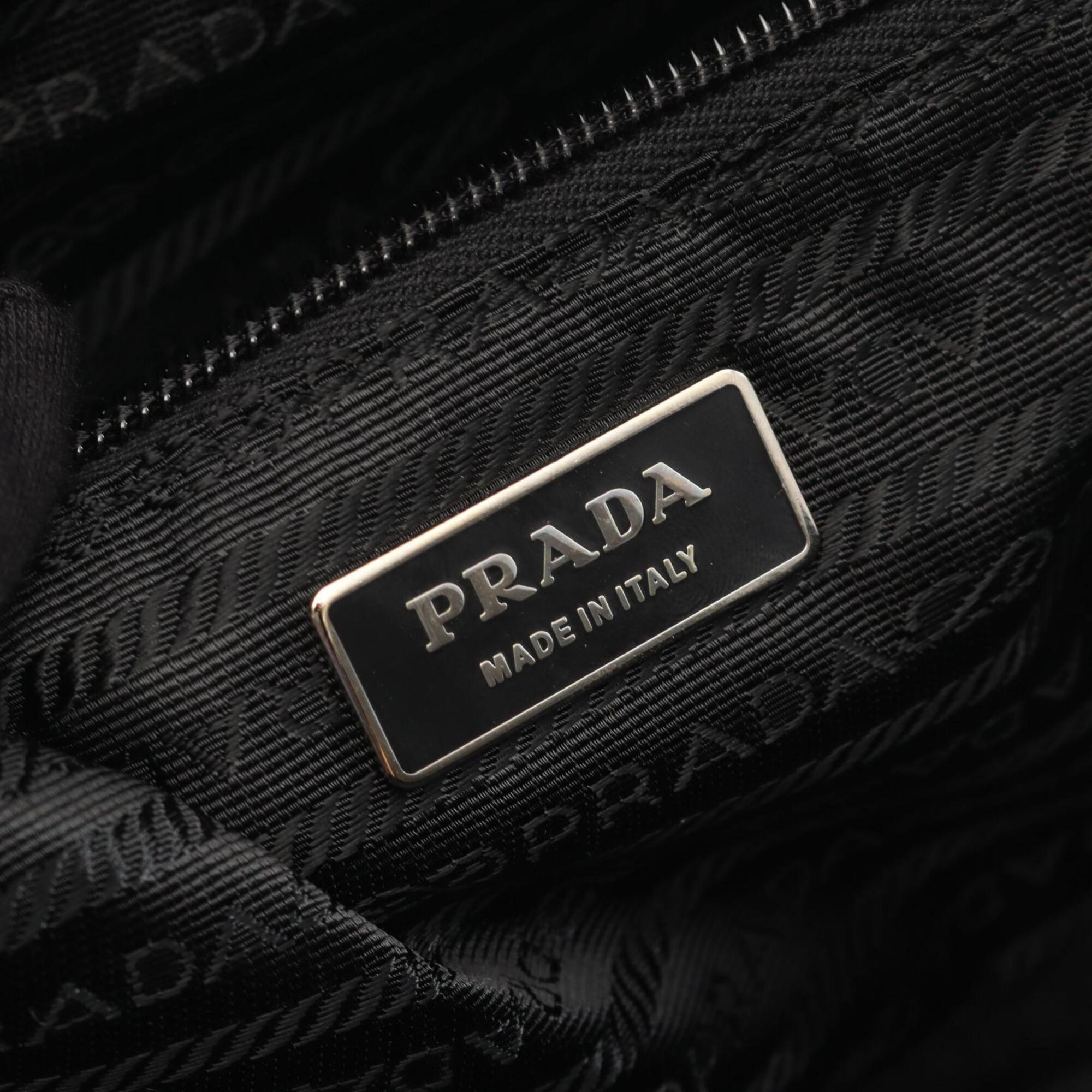 Prada Black Nylon Saffiano Triangle Boston Bag Handbag (Pre-Owned)