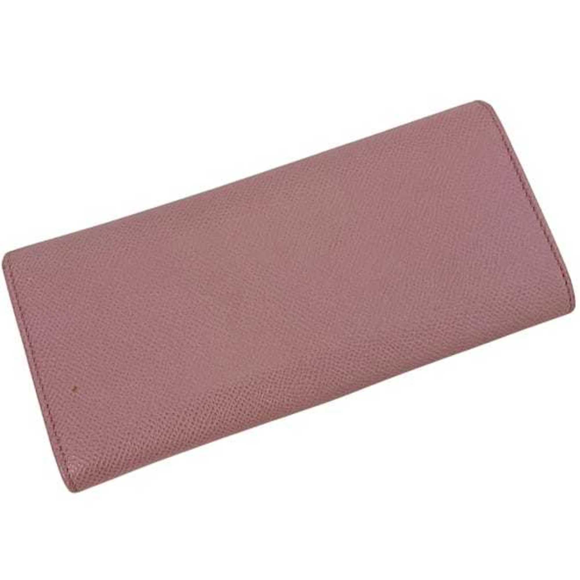 Bvlgari Pink Leather Long Wallet (Bi-Fold) (Pre-Owned)