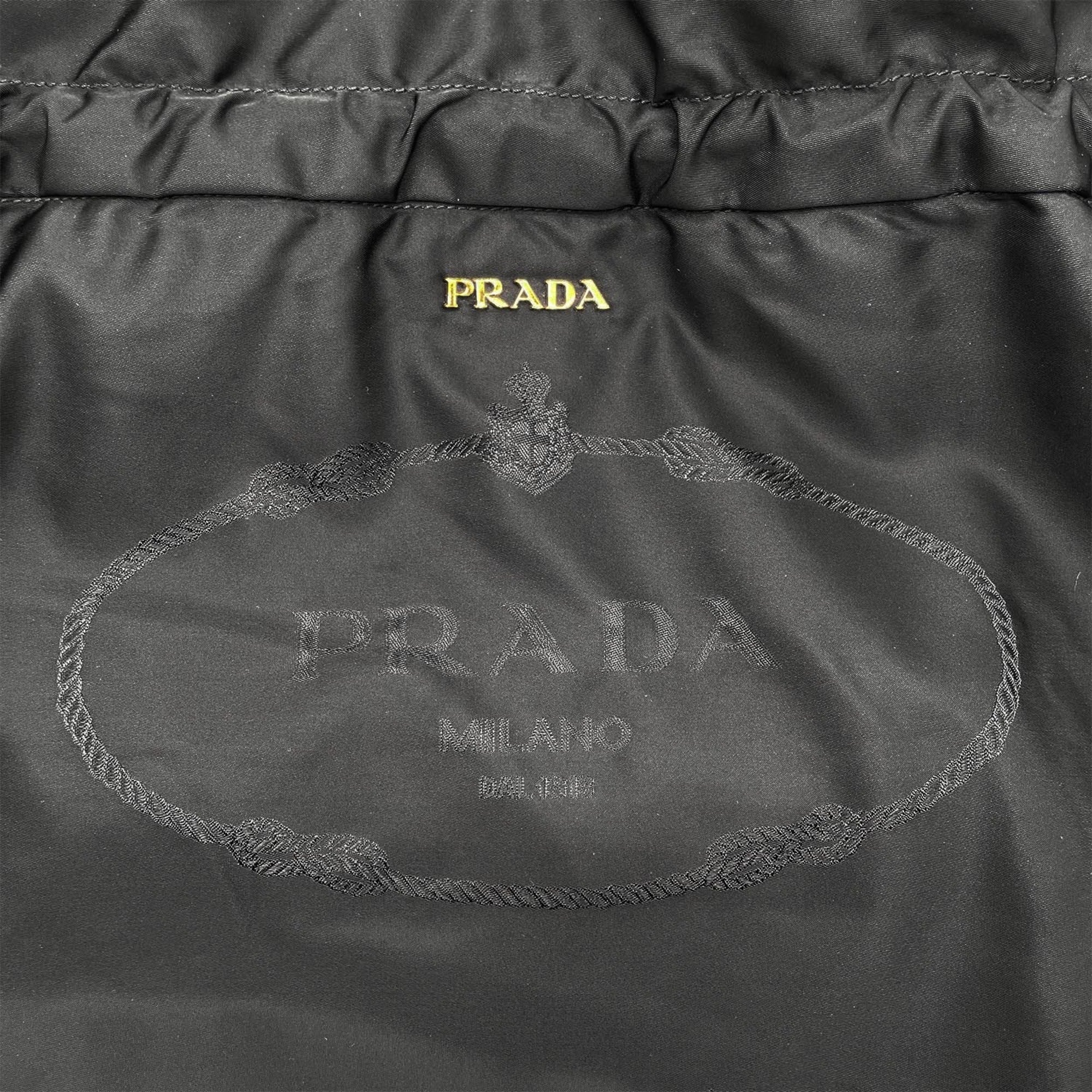 Prada Black Brown Nylon Leather Tote Bag (Pre-Owned)