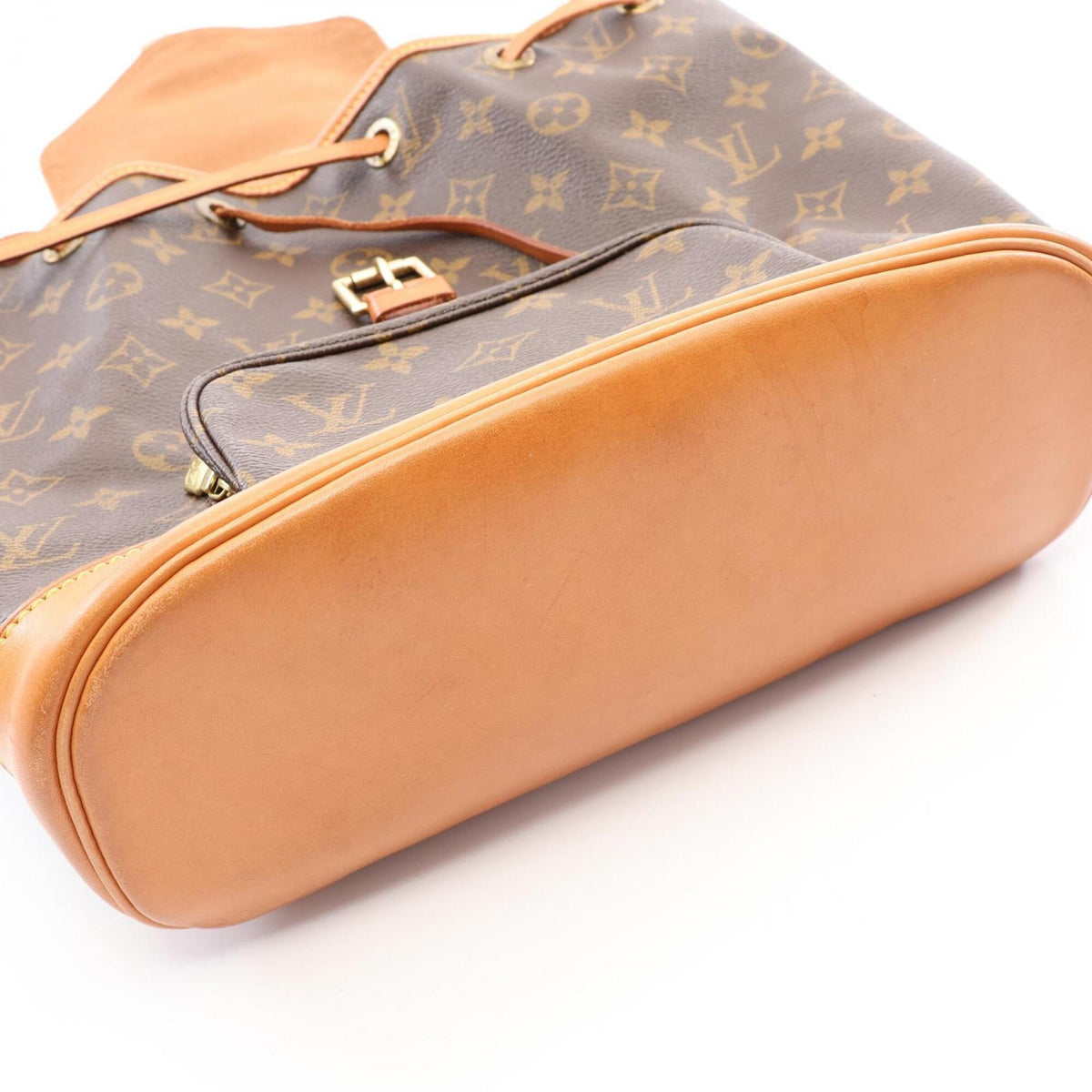 Louis Vuitton Brown Coated Canvas Leather Backpack Handbag (Pre-Owned)