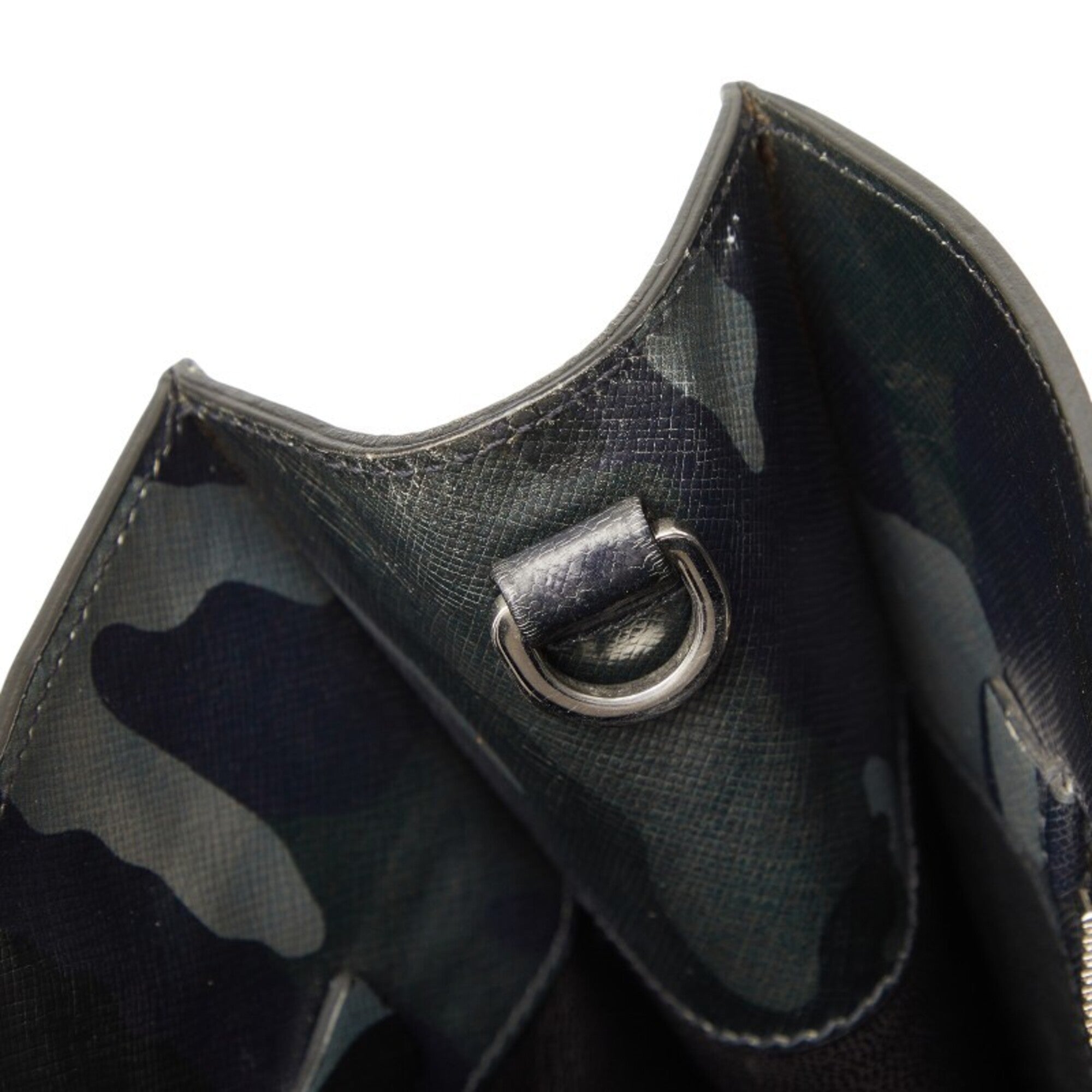 Prada Black Gray Purple Leather Handbag Shoulder Bag (Pre-Owned)