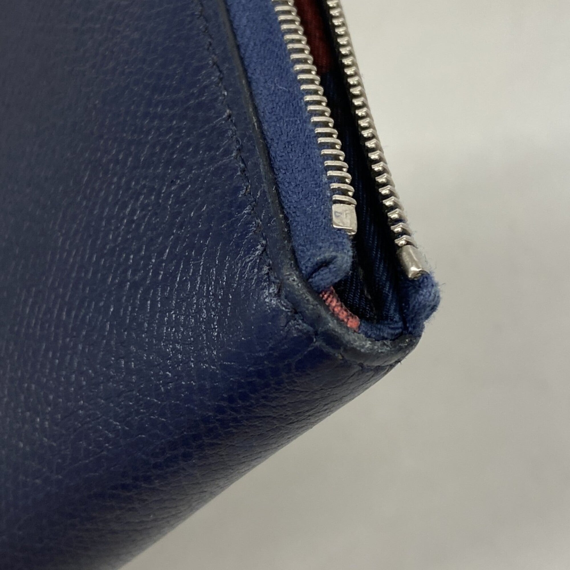 Hermes Navy Leather Long Wallet (Bi-Fold) (Pre-Owned)