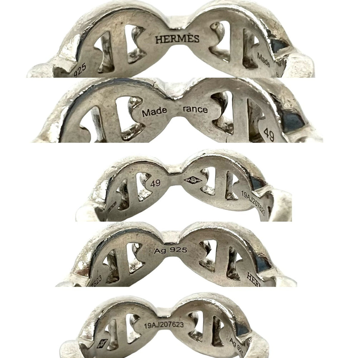 Hermes Silver Silver 925 Band Ring (Pre-Owned)