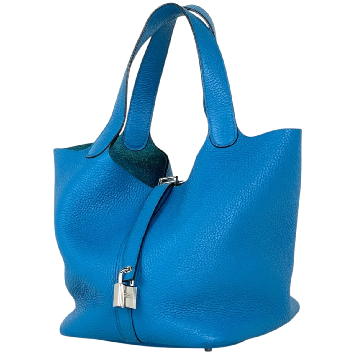 Hermes Turquoise Blue Taurillon Clemence Leather Leather Handbag (Pre-Owned)