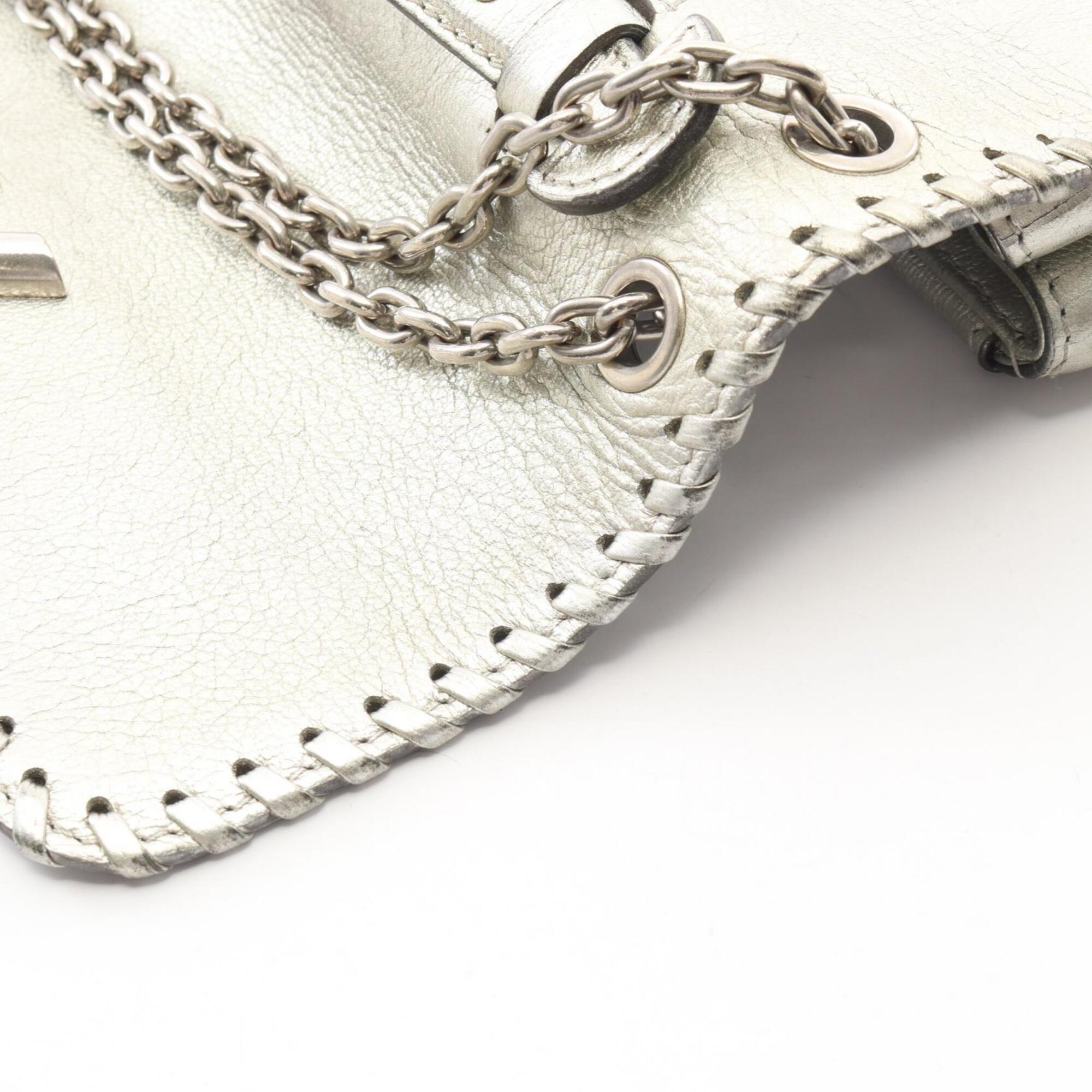 Louis Vuitton Silver Leather Handbag Shoulder Bag (Pre-Owned)