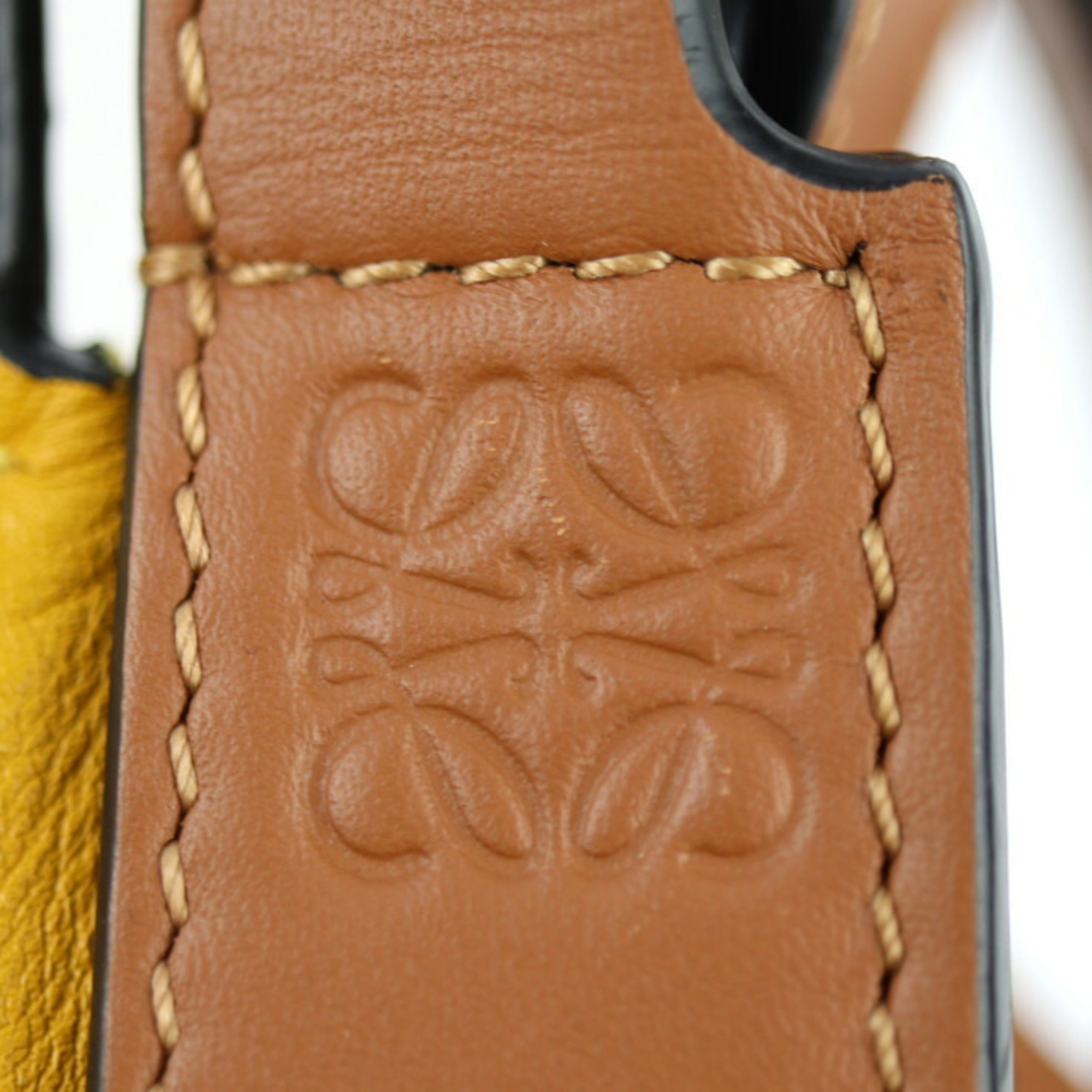 Loewe Brown Yellow Leather Handbag Shoulder Bag Tote Bag (Pre-Owned)