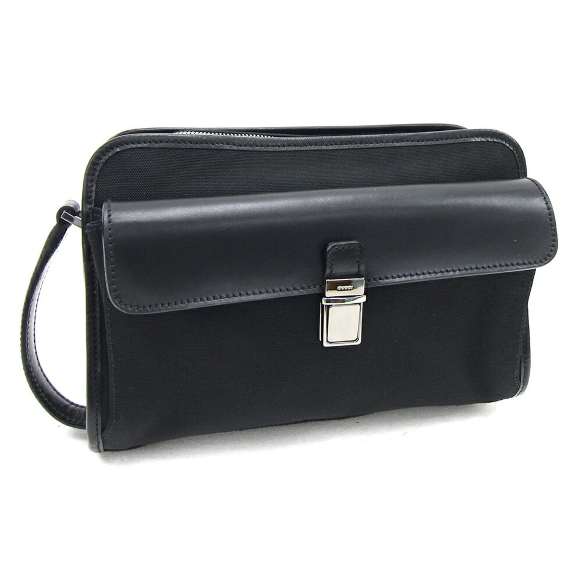 Gucci Black Nylon Canvas Leather Clutch Bag (Pre-Owned)