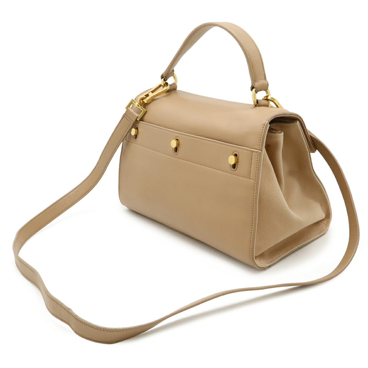 Yves Saint Laurent Pink Beige Leather Handbag Shoulder Bag (Pre-Owned)