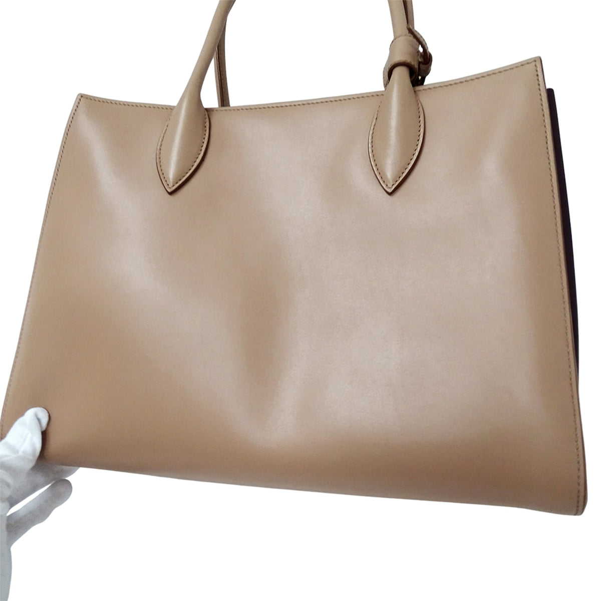 Prada Pink Beige Leather Shoulder Bag Tote Bag (Pre-Owned)