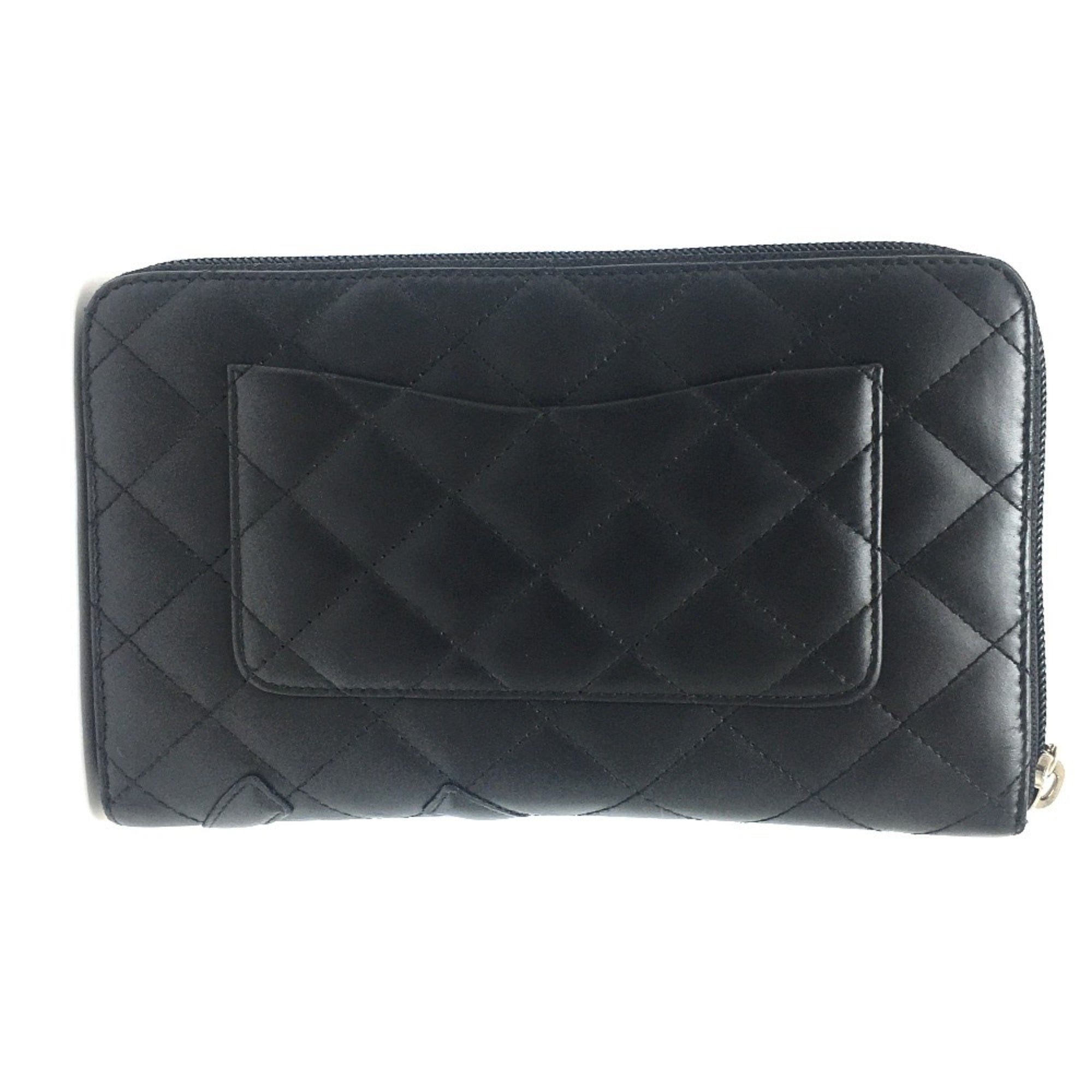 Chanel Cambon Black Pink Leather Long Wallet (Bi-Fold) (Pre-Owned)