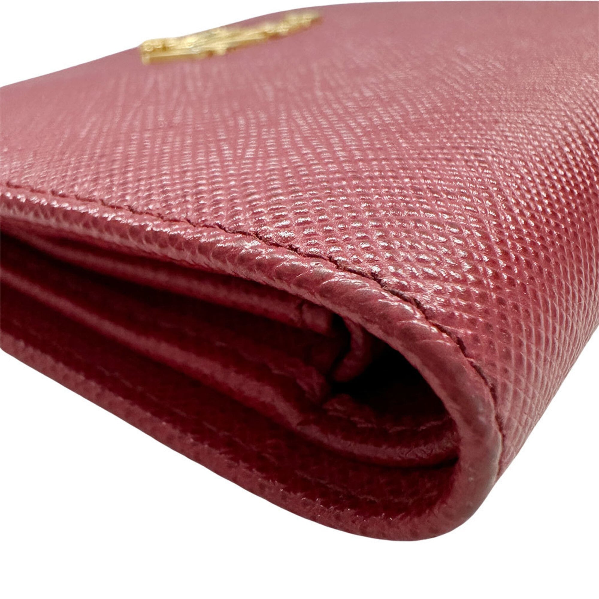 Prada Red Color Saffiano Wallet (Bi-Fold) (Pre-Owned)