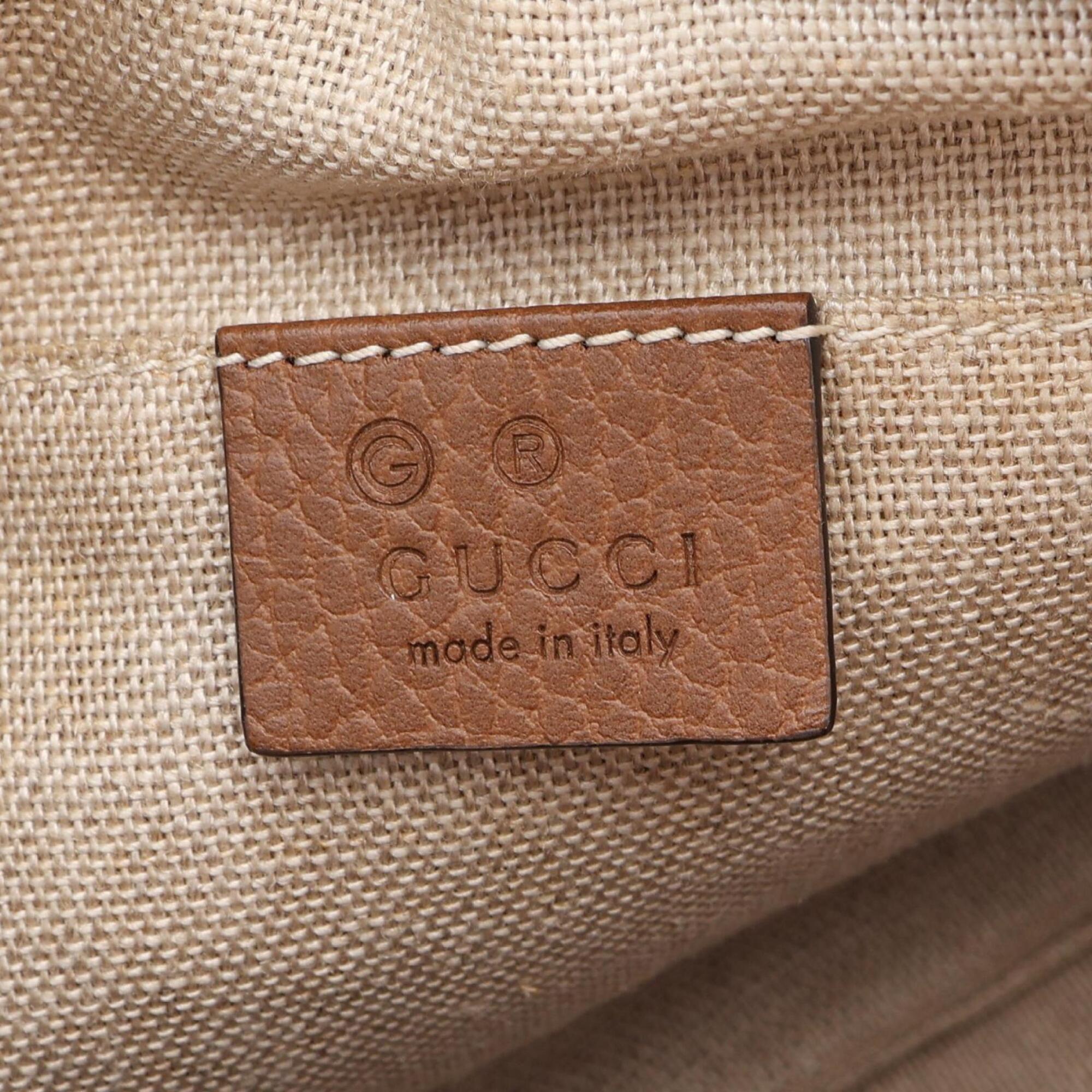 Gucci Beige Brown Gg Canvas Leather Handbag Shoulder Bag (Pre-Owned)
