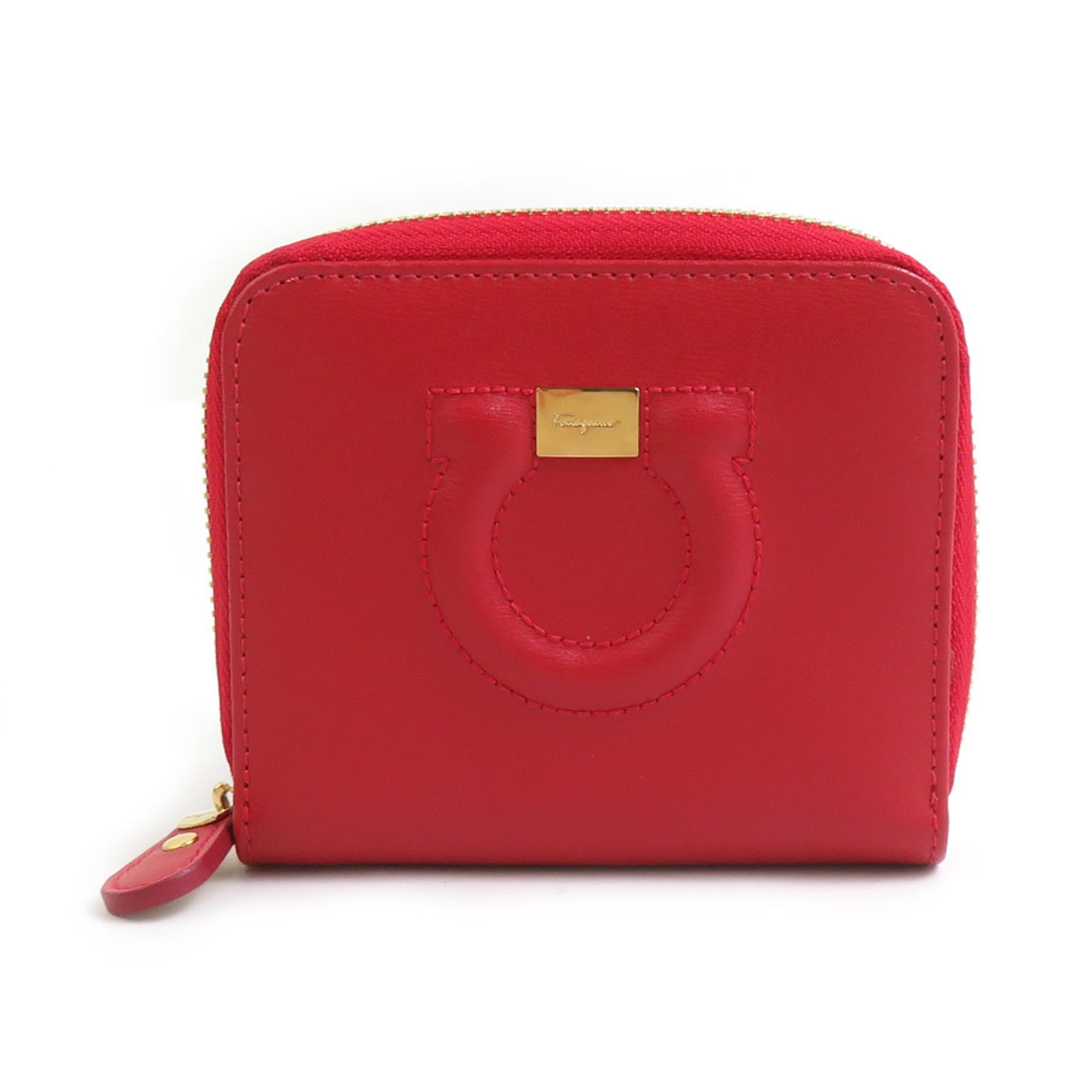 Salvatore Ferragamo Red Color Leather Wallet (Bi-Fold) (Pre-Owned)