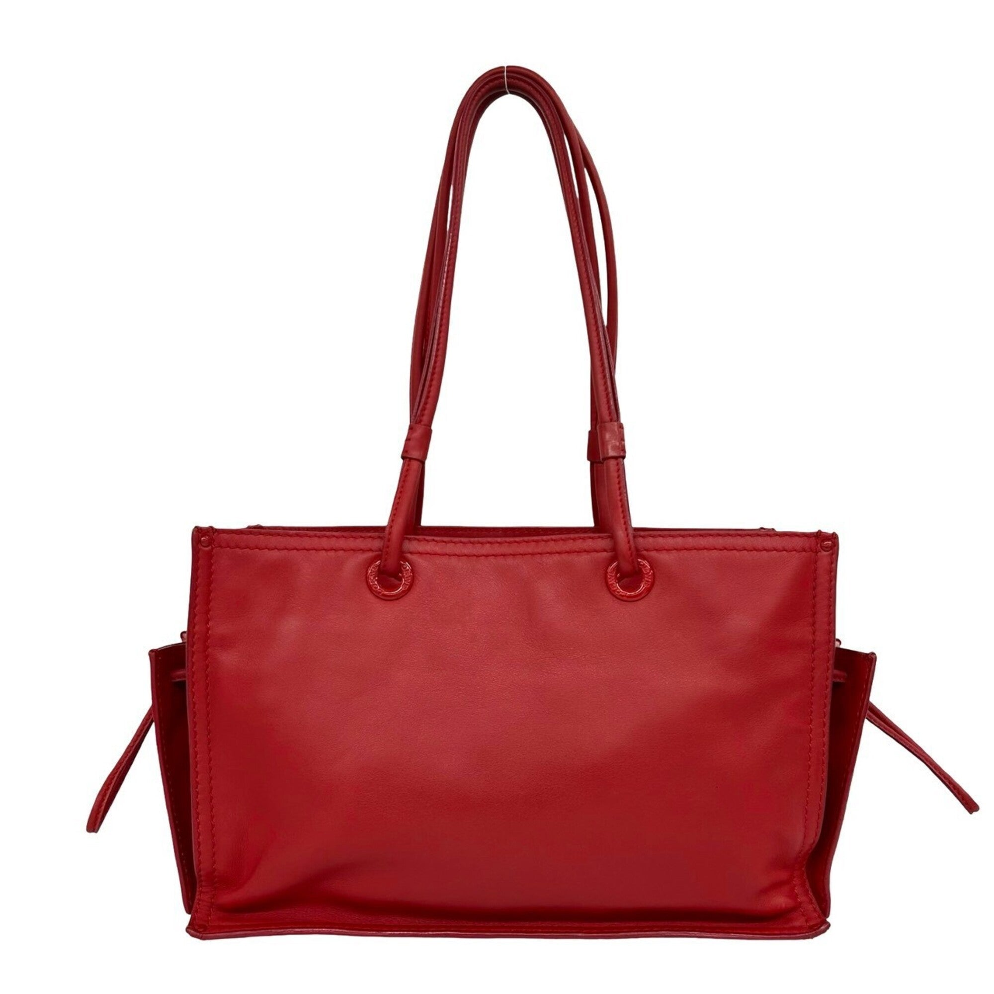 Loewe Red Color Leather Handbag Shoulder Bag Tote Bag (Pre-Owned)