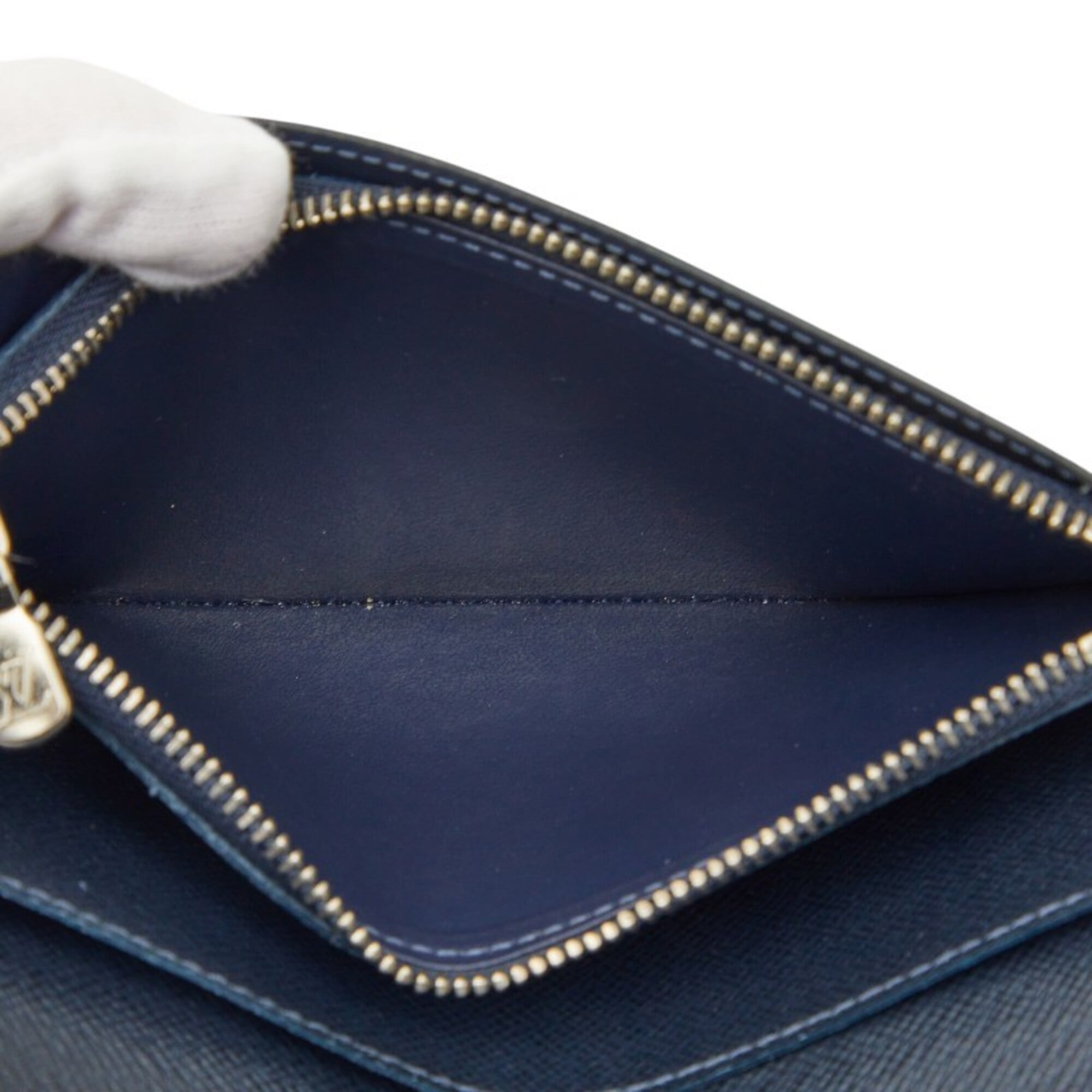 Louis Vuitton Blue Navy Blue Leather Long Bill Wallet (Bi-Fold) (Pre-Owned)