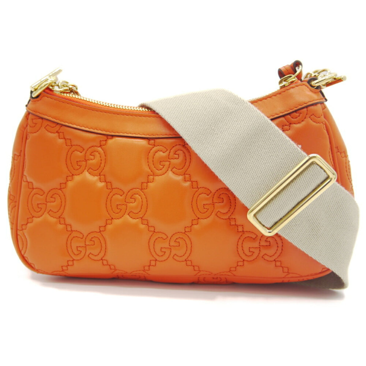 Gucci Orange Leather Handbag Shoulder Bag (Pre-Owned)
