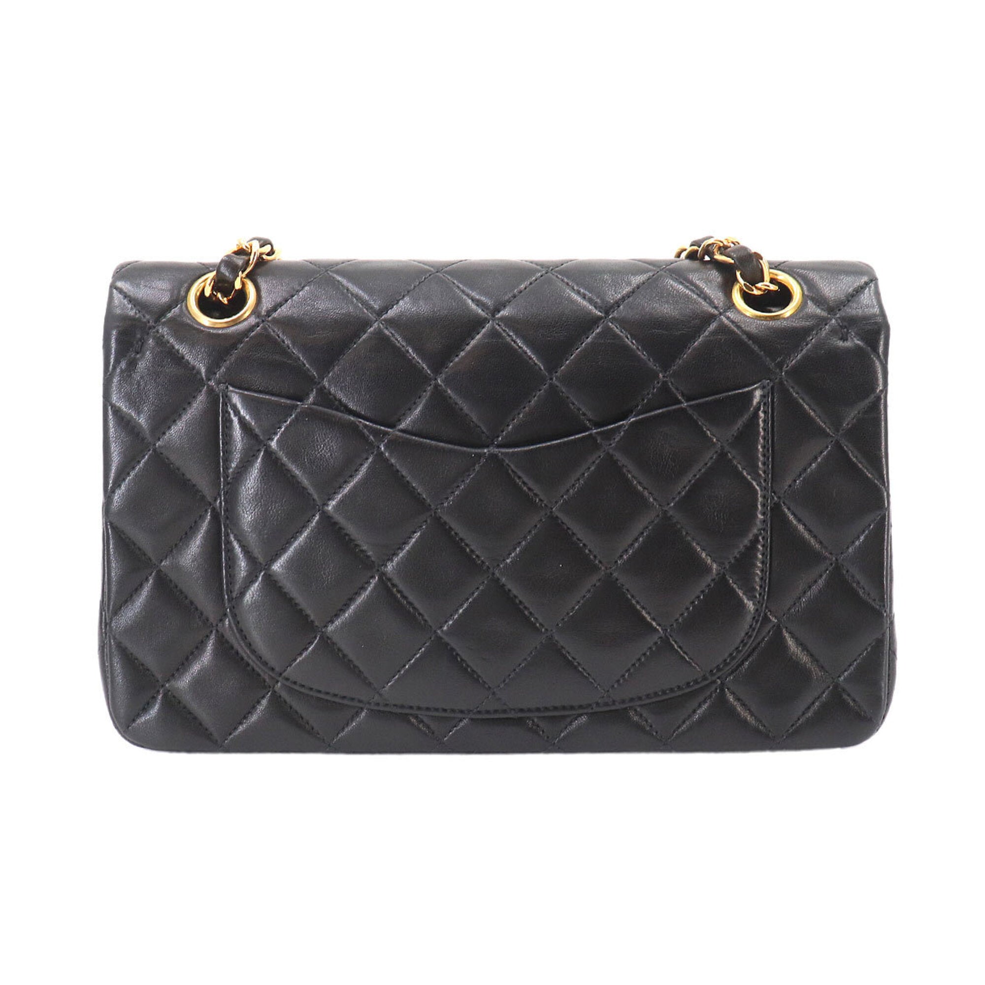 Chanel Matelasse Black Leather Handbag Shoulder Bag (Pre-Owned)