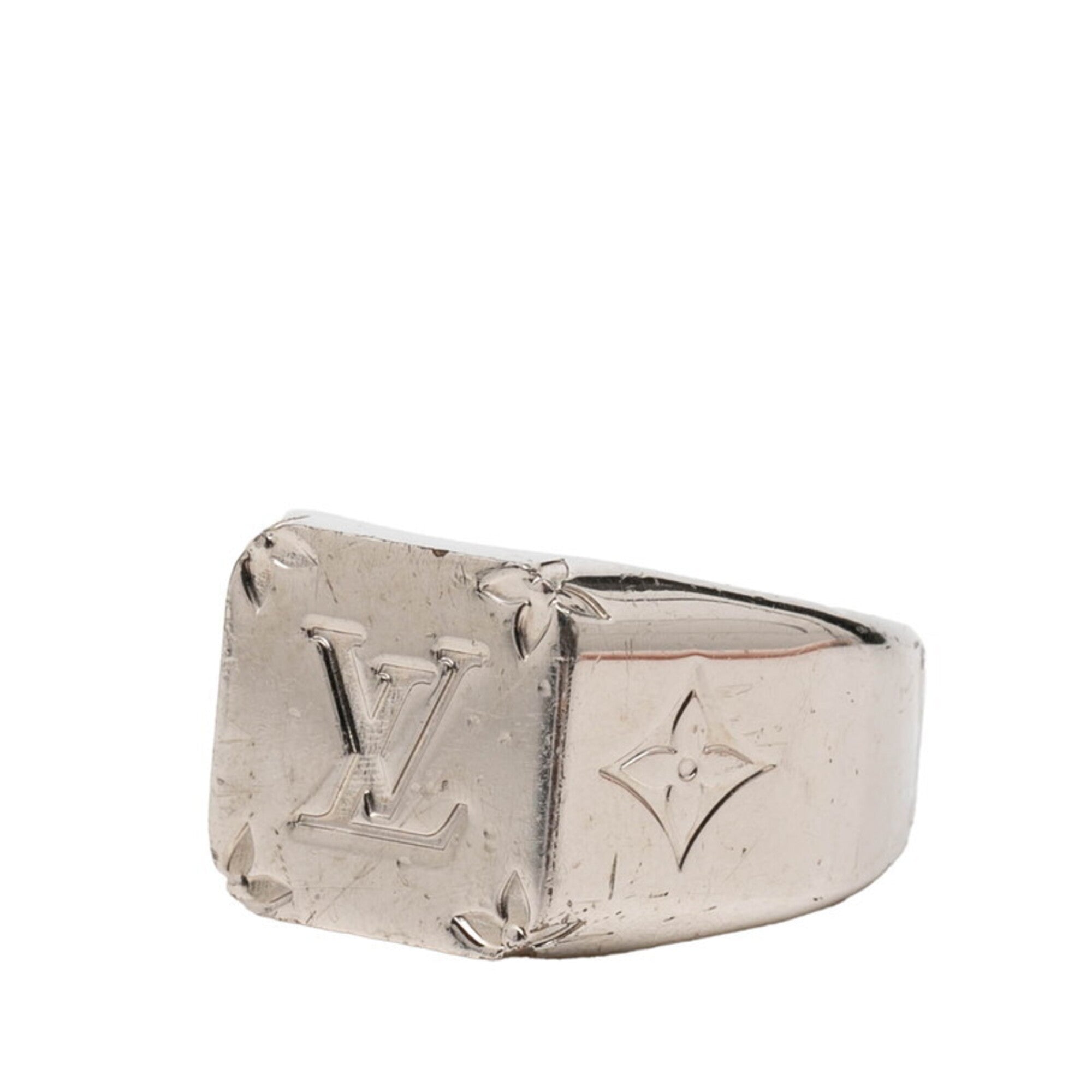 Louis Vuitton Silver Metal Band Ring (Pre-Owned)