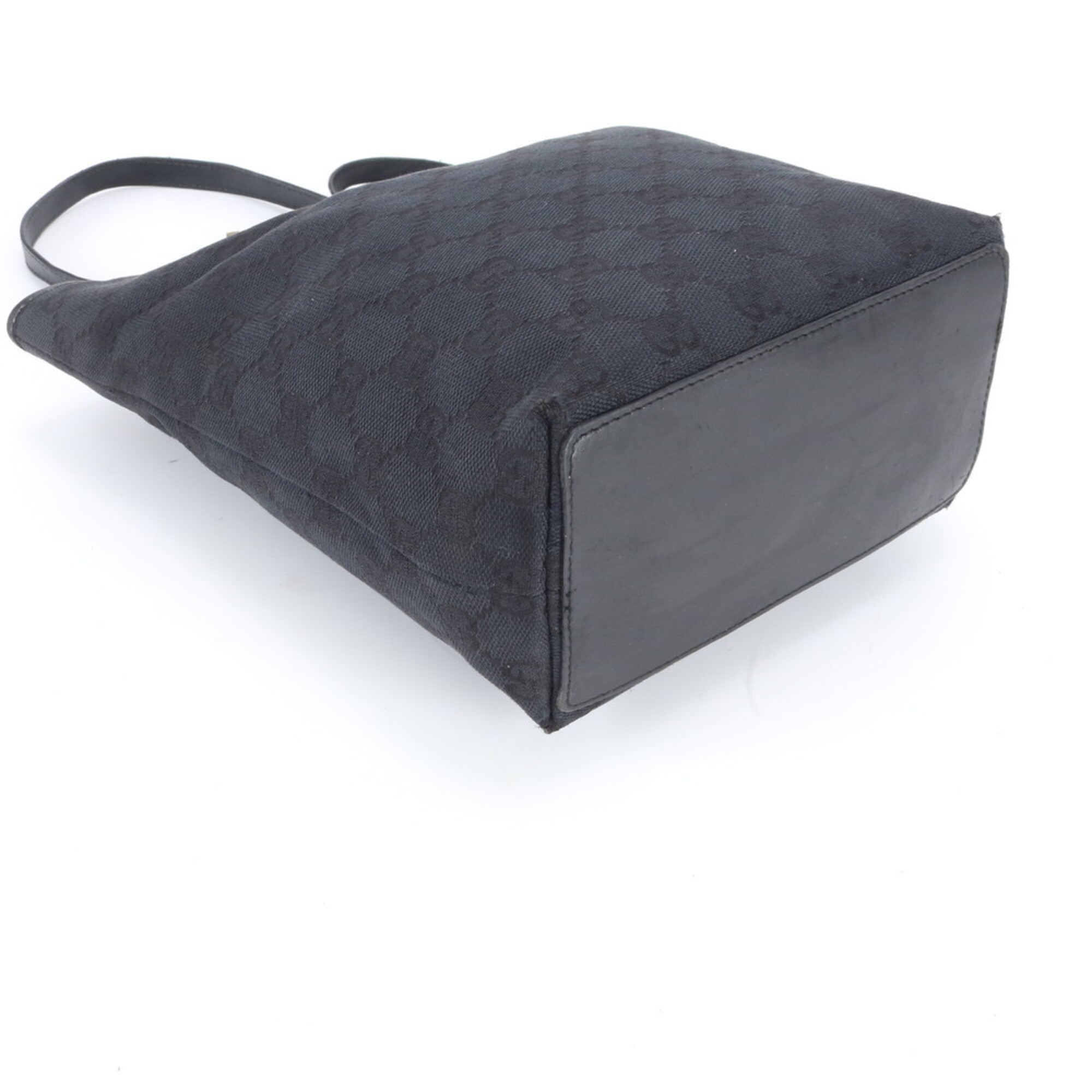 Gucci Black Canvas Leather Handbag Tote Bag (Pre-Owned)