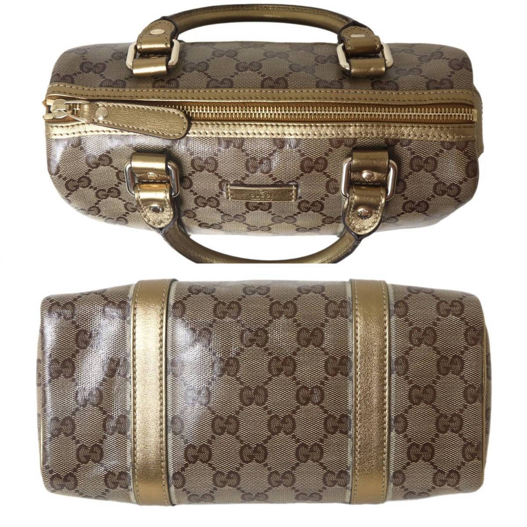 Gucci Gg Crystal Beige Brown Boston Bag Handbag (Pre-Owned)