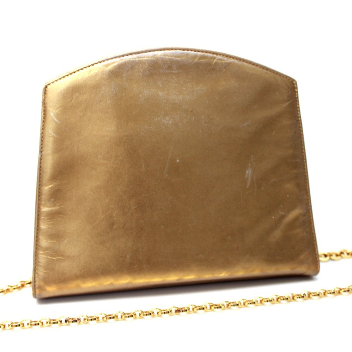 Salvatore Ferragamo Gold Leather Pochette Shoulder Bag (Pre-Owned)