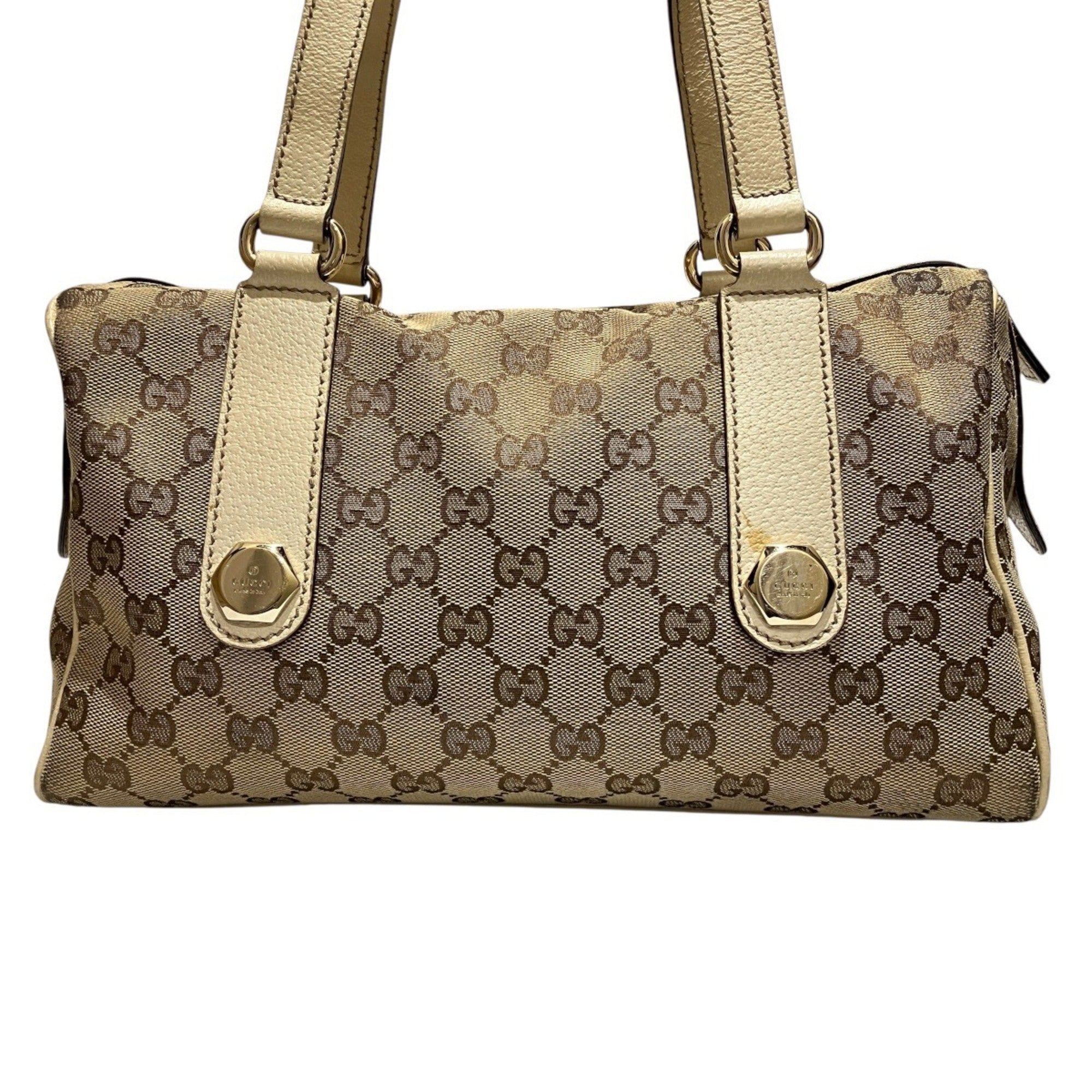 Gucci Brown Canvas Leather Handbag (Pre-Owned)