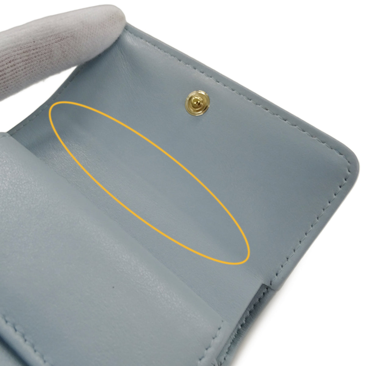 Chanel Light Blue Grained Calfskin Wallet (Tri-Fold) (Pre-Owned)