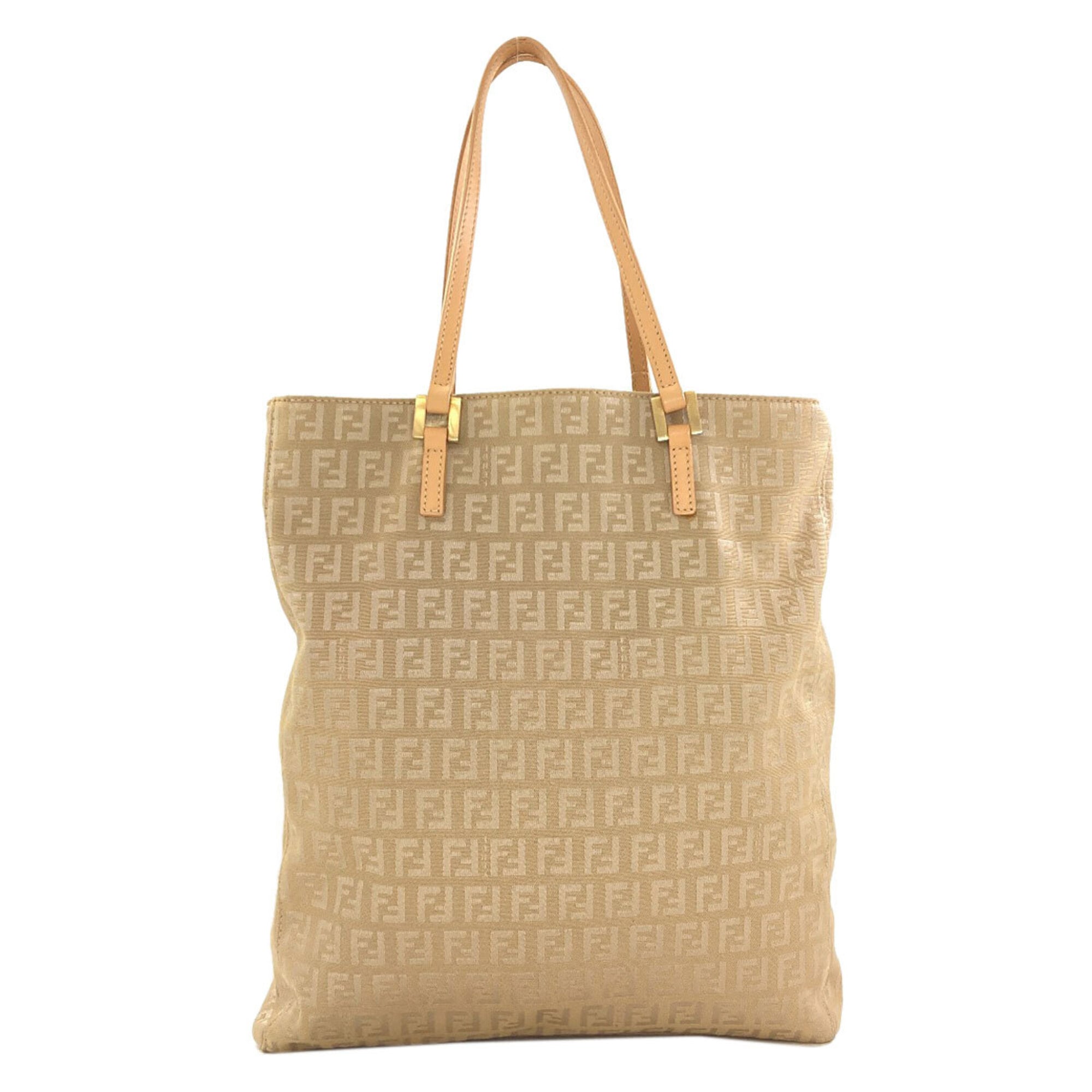 Fendi Zucca Beige Canvas Tote Bag (Pre-Owned)