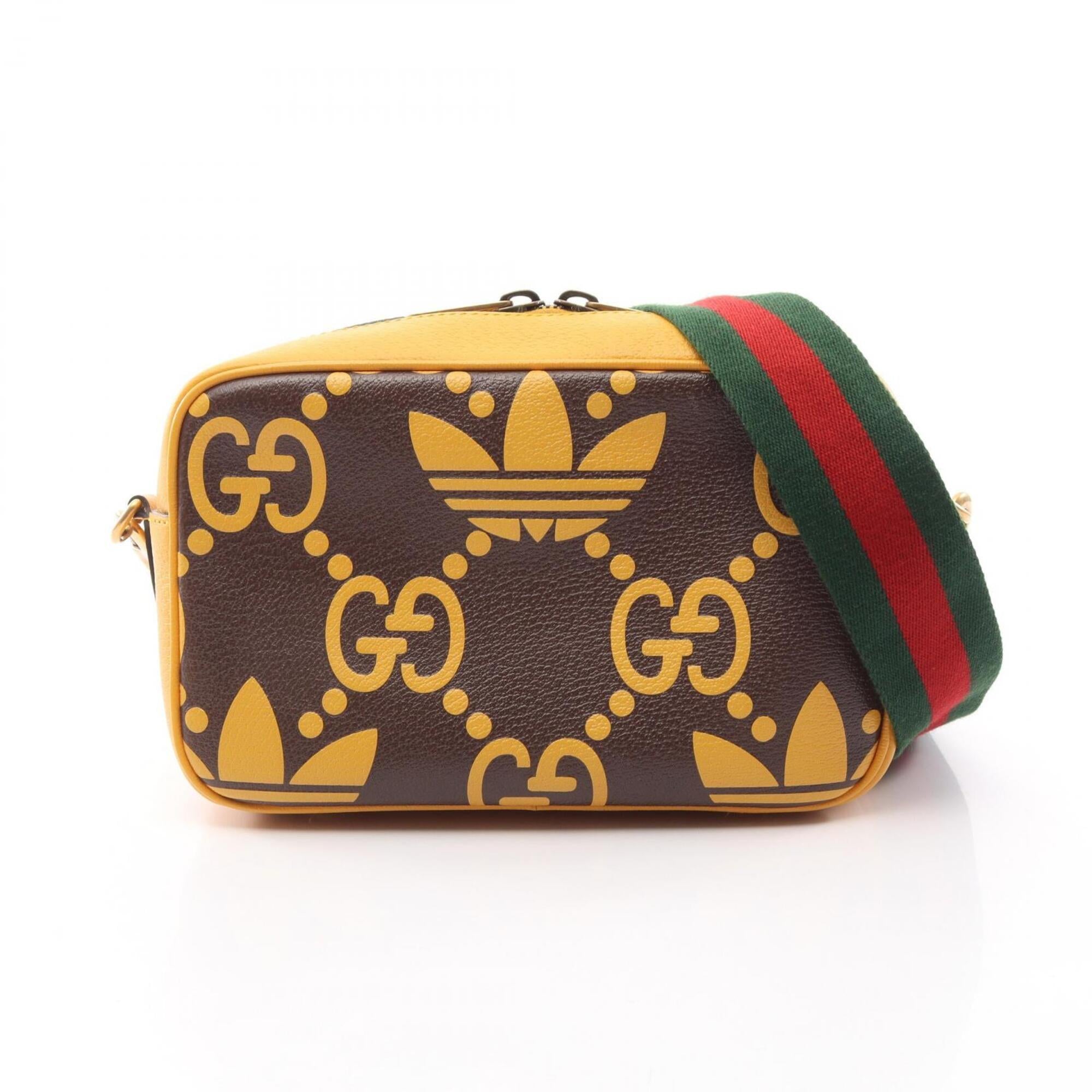 Gucci Brown Yellow Leather Handbag Shoulder Bag (Pre-Owned)