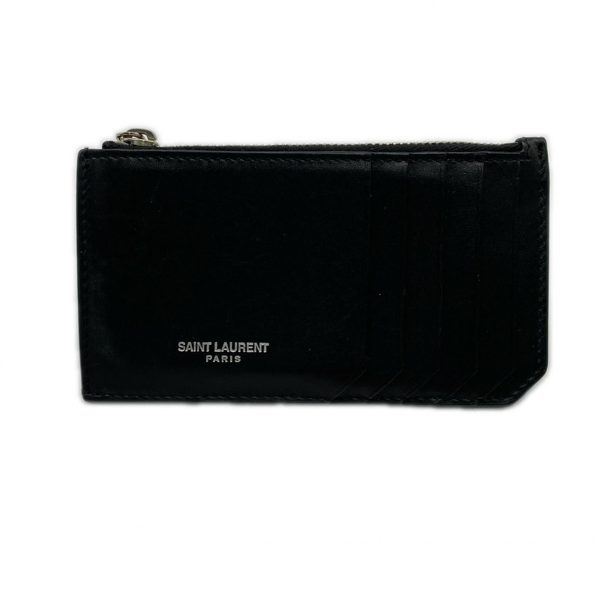 Yves Saint Laurent Black Leather Coin Purse/Coin Case (Pre-Owned)