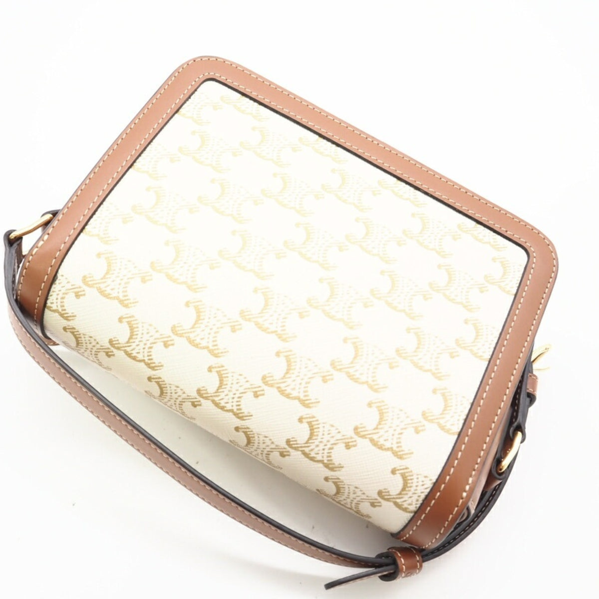 Celine Brown White Canvas Shoulder Bag (Pre-Owned)