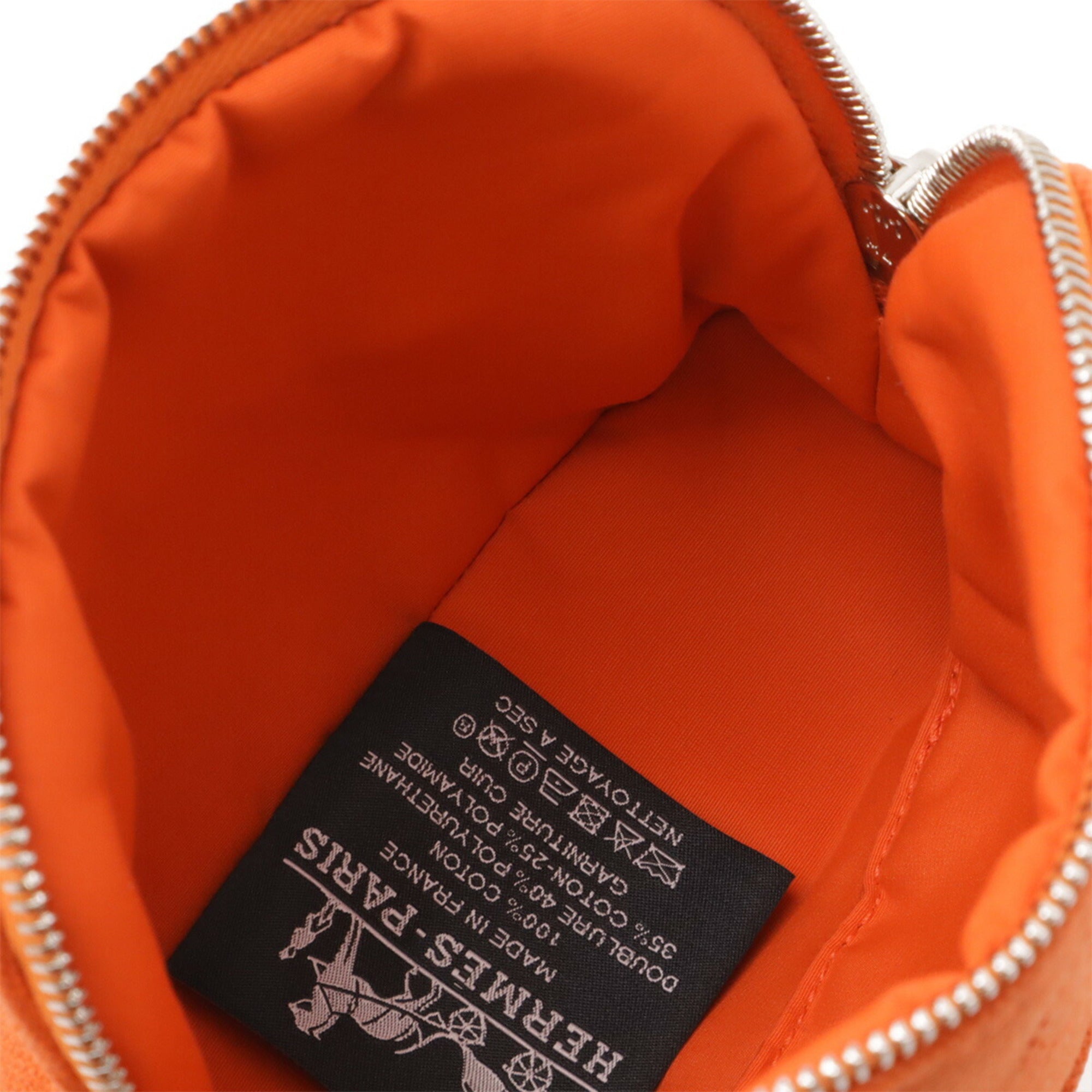 Hermes Natural Orange Cotton Canvas Leather Handbag (Pre-Owned)