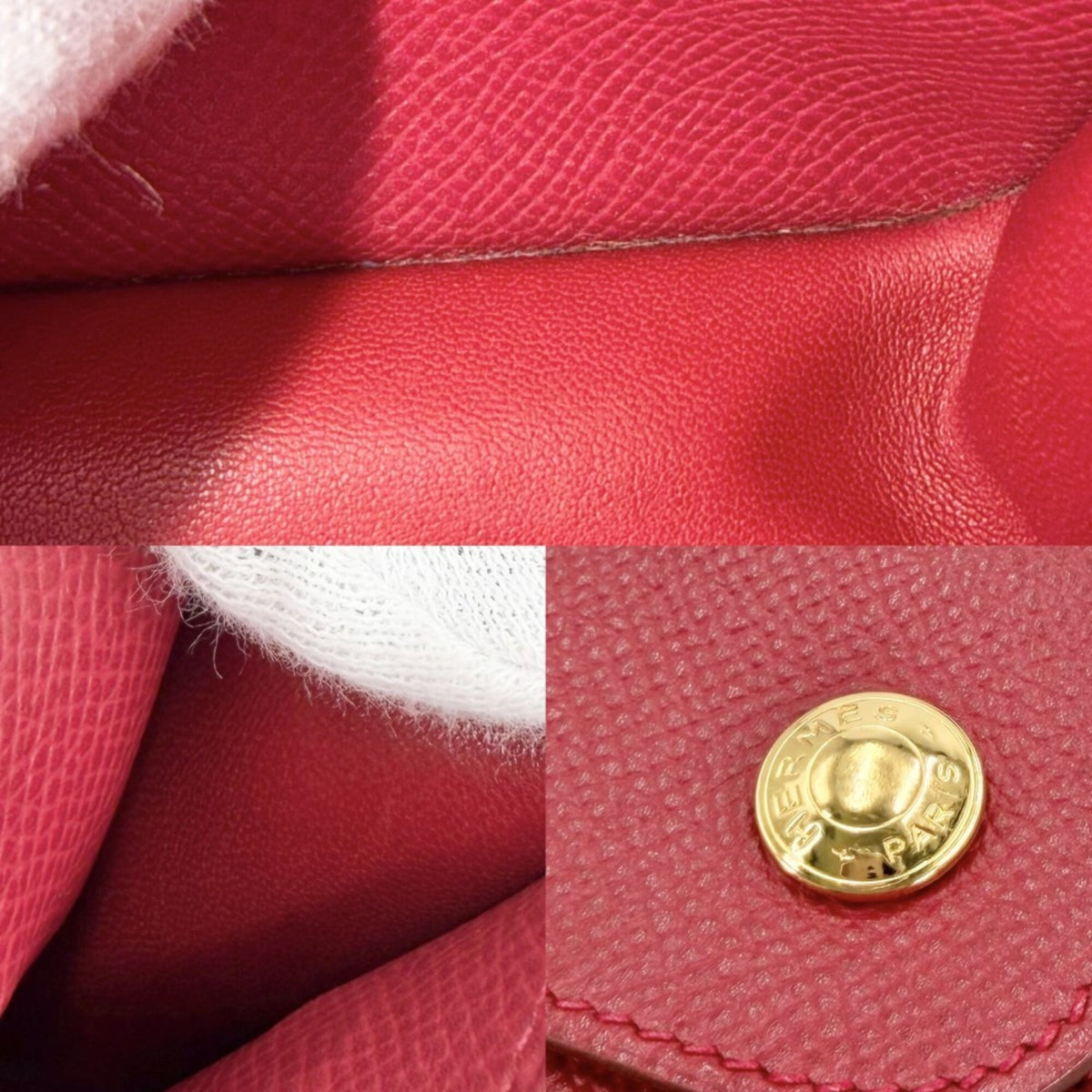 Hermes Red Color Leather Fanny Pack Pochette (Pre-Owned)