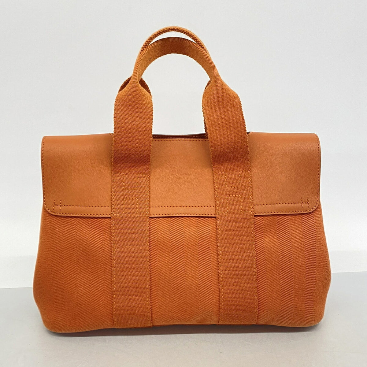 Hermes Orange Toile Chevron Tote Bag (Pre-Owned)