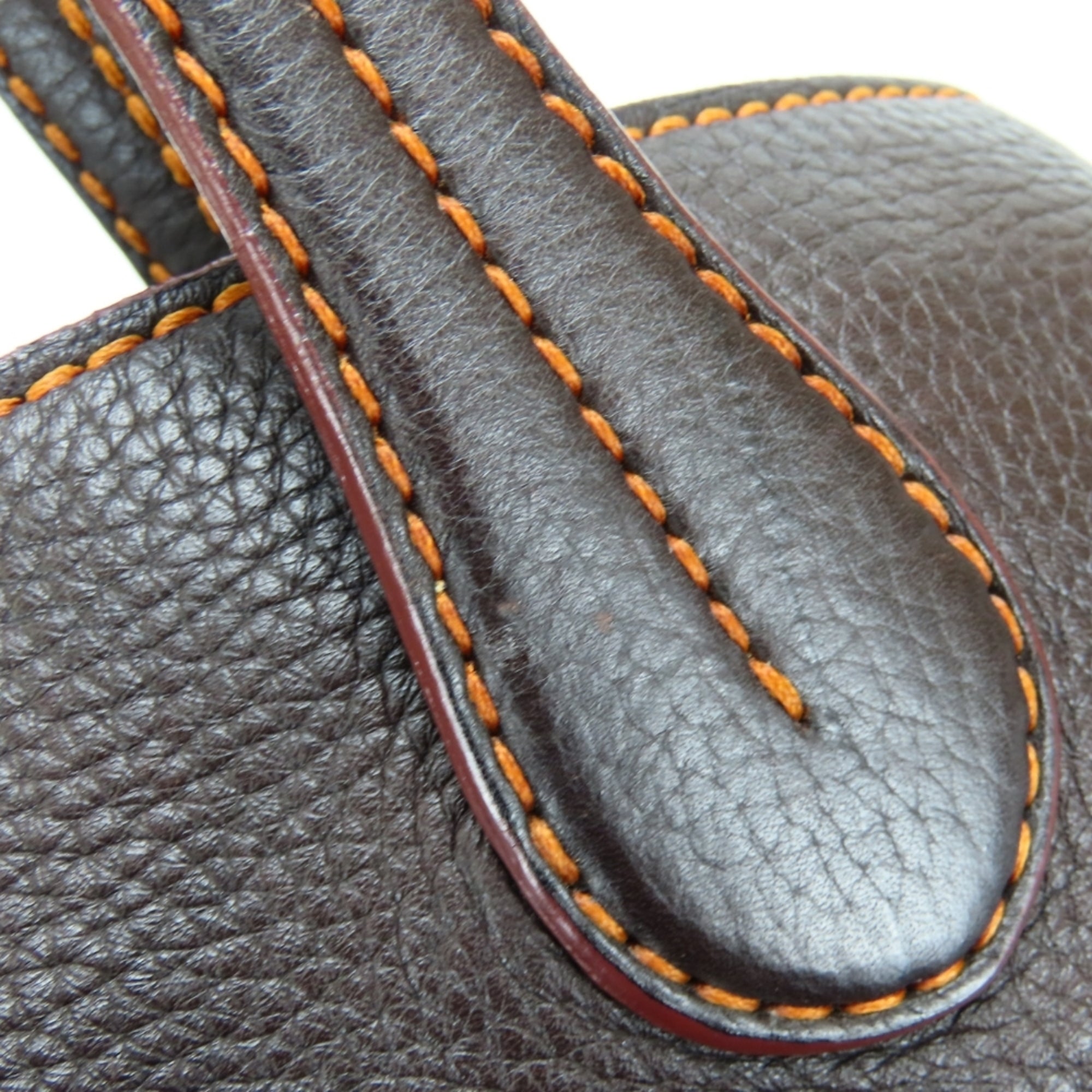 Tod's Dark Brown Orange Leather Handbag (Pre-Owned)