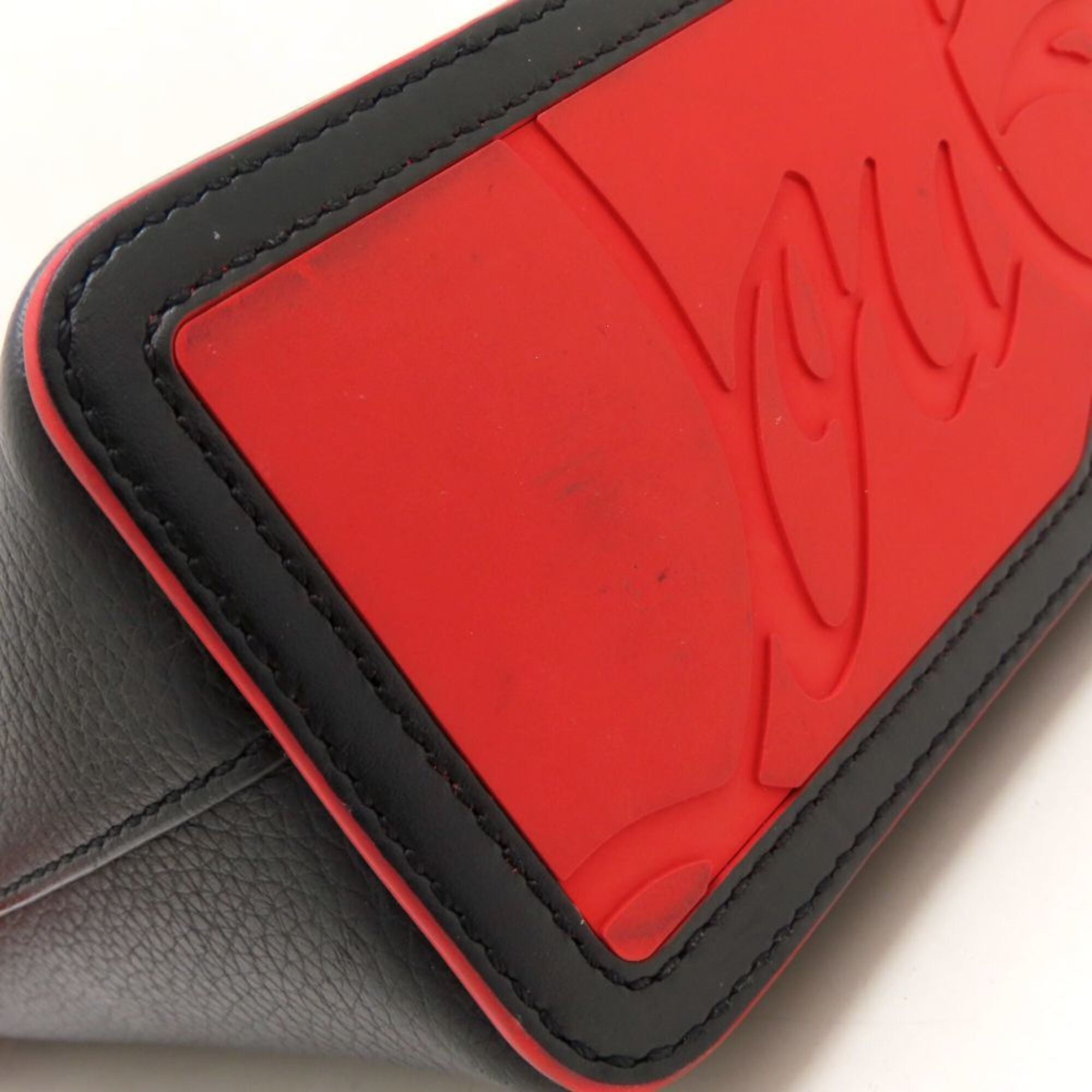 Christian Louboutin Black Red Color Leather Handbag (Pre-Owned)