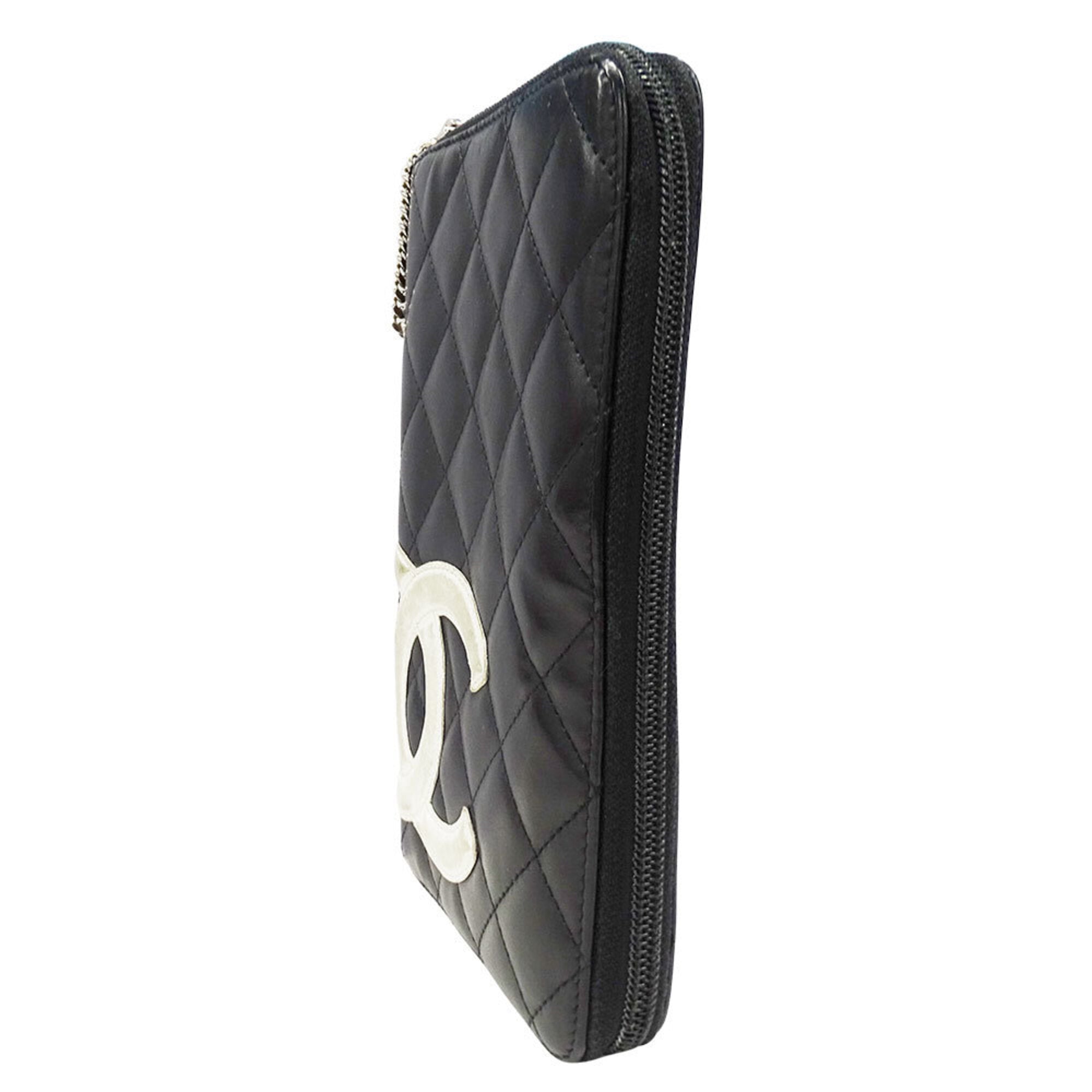 Chanel Cambon Black Leather Long Wallet (Bi-Fold) (Pre-Owned)