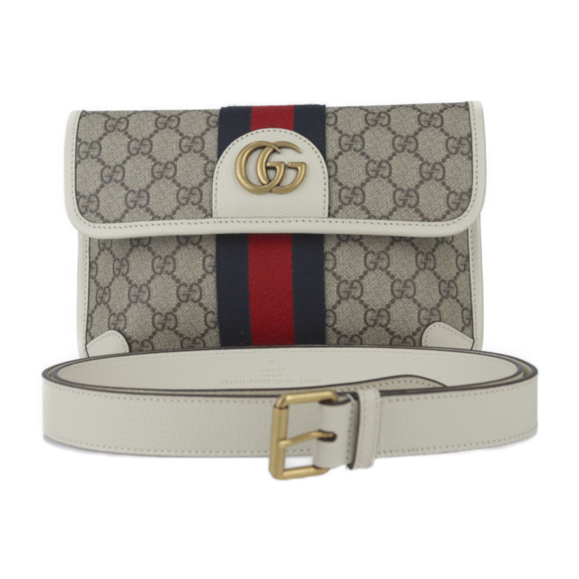 Gucci Beige White Gg Supreme Leather Fanny Pack (Pre-Owned)