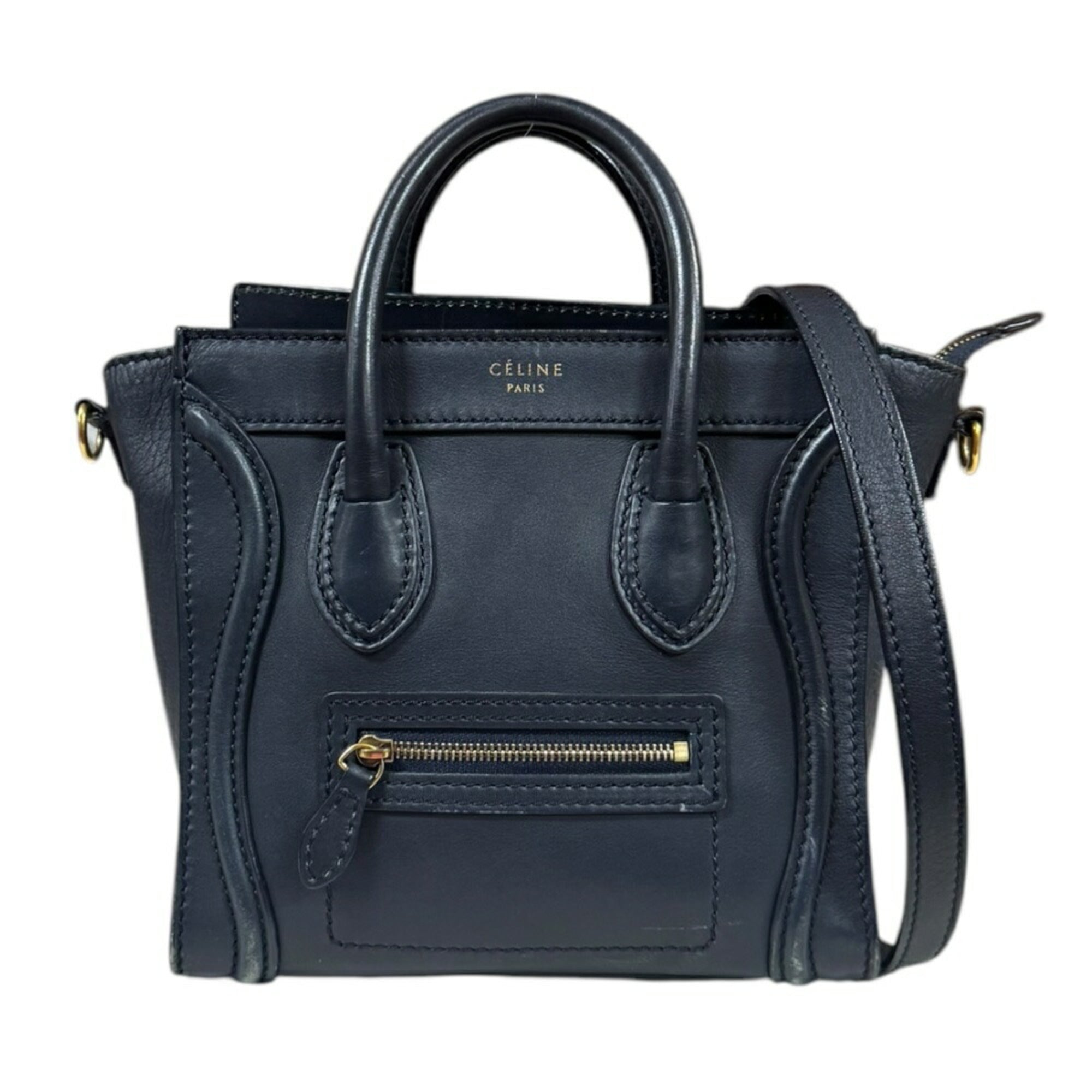 Celine Navy Leather Shoulder Bag (Pre-Owned)