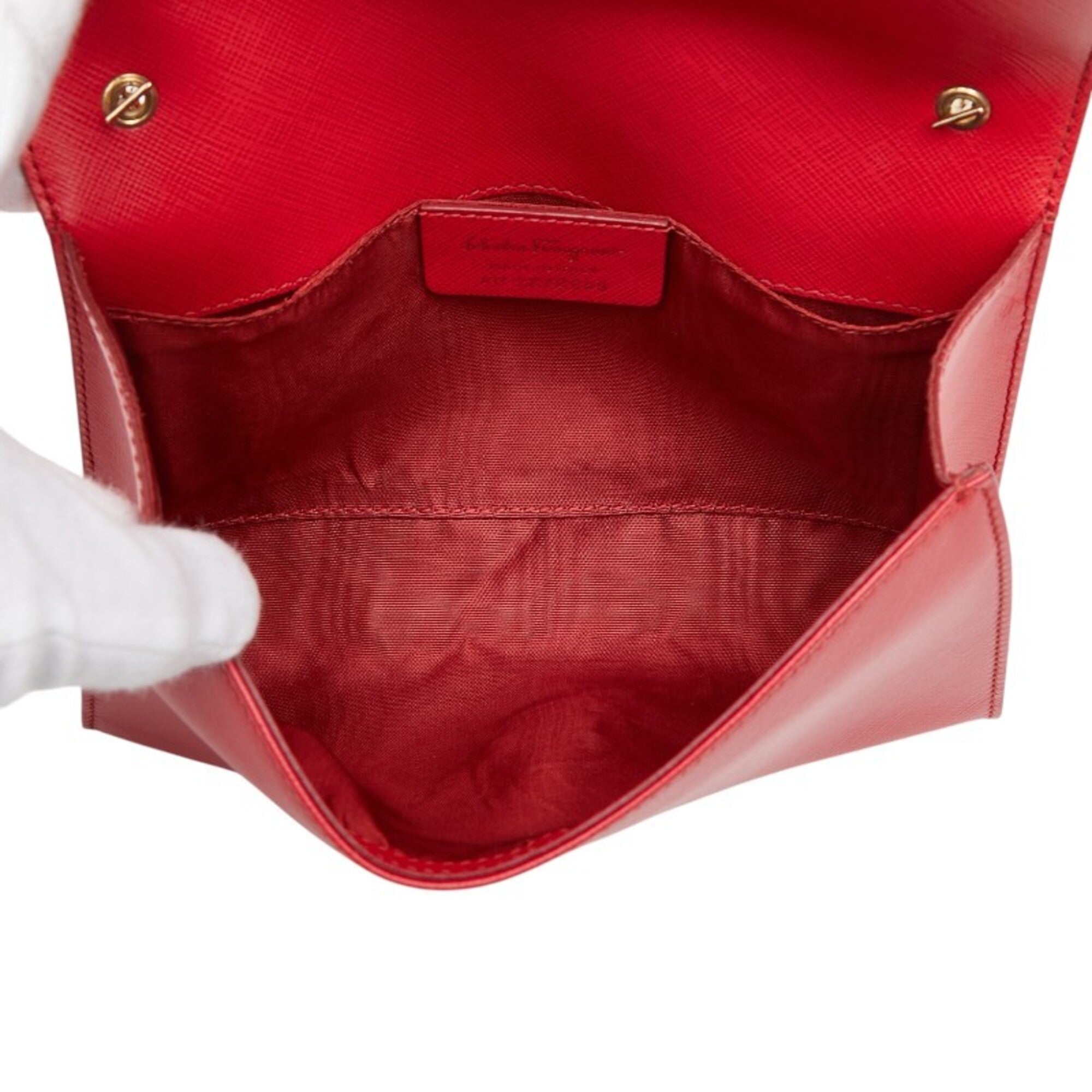 Salvatore Ferragamo Red Color Leather Shoulder Bag (Pre-Owned)