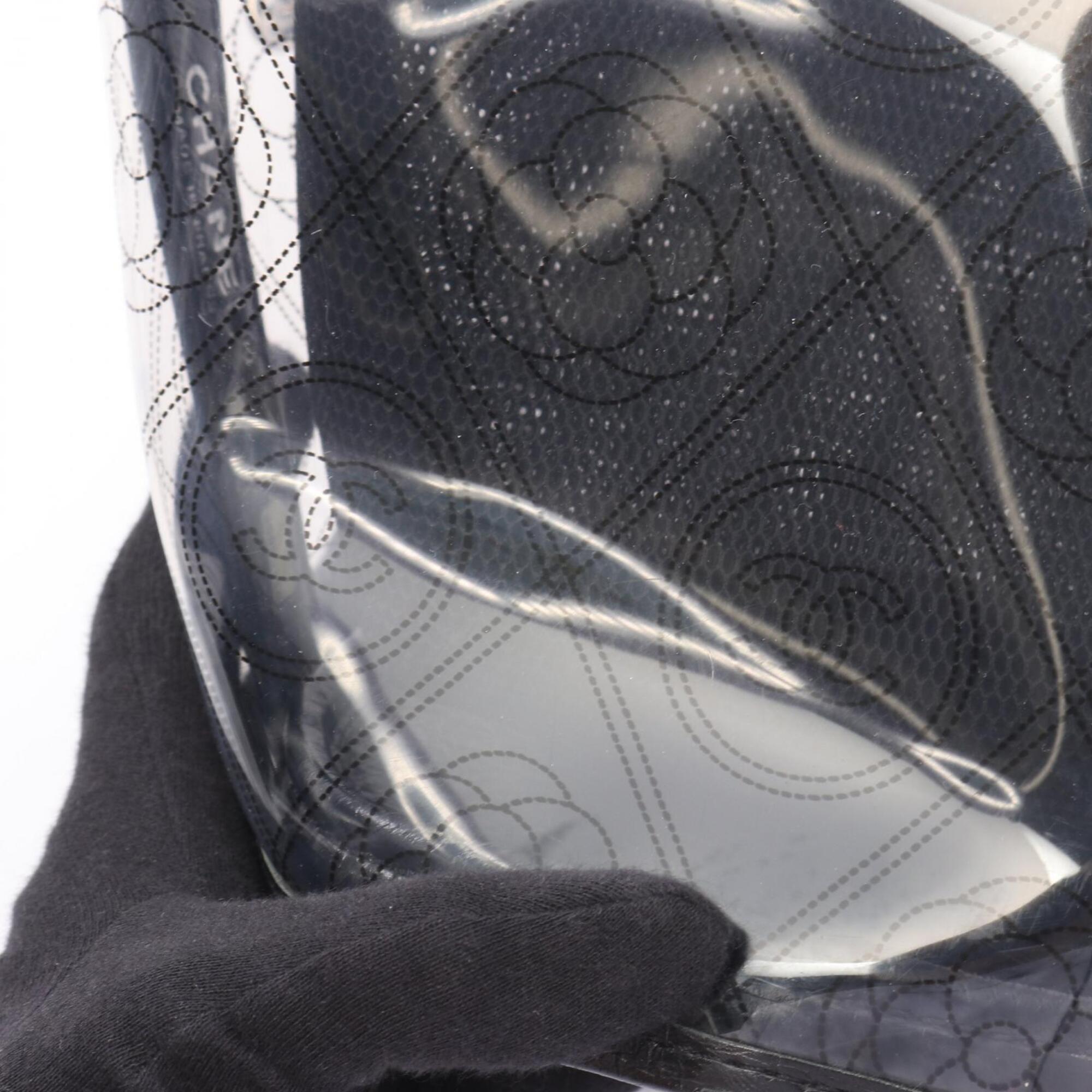 Chanel Black Clear Vinyl Leather Handbag Shoulder Bag (Pre-Owned)