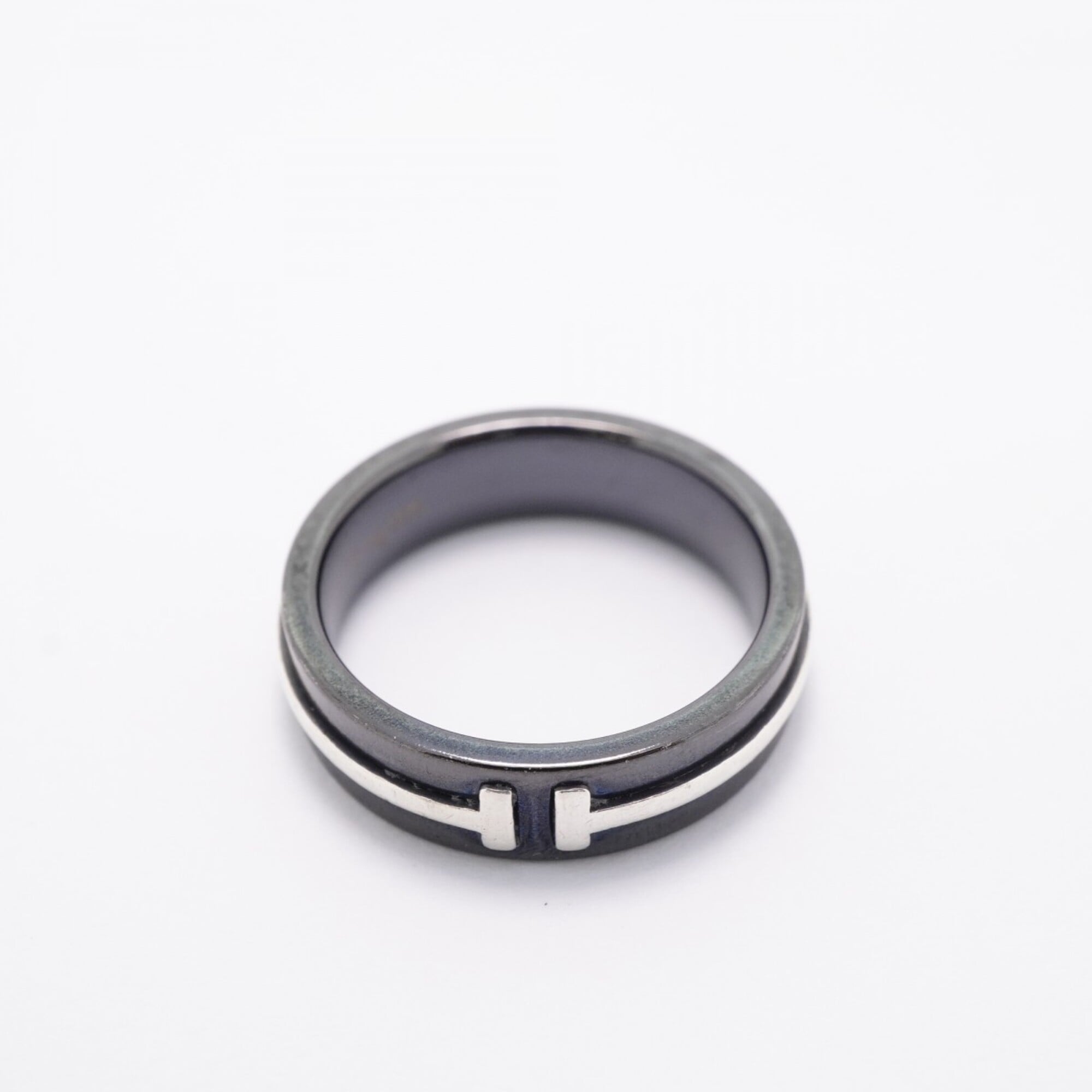 Tiffany Black Silver 925 Titanium Band Ring (Pre-Owned)