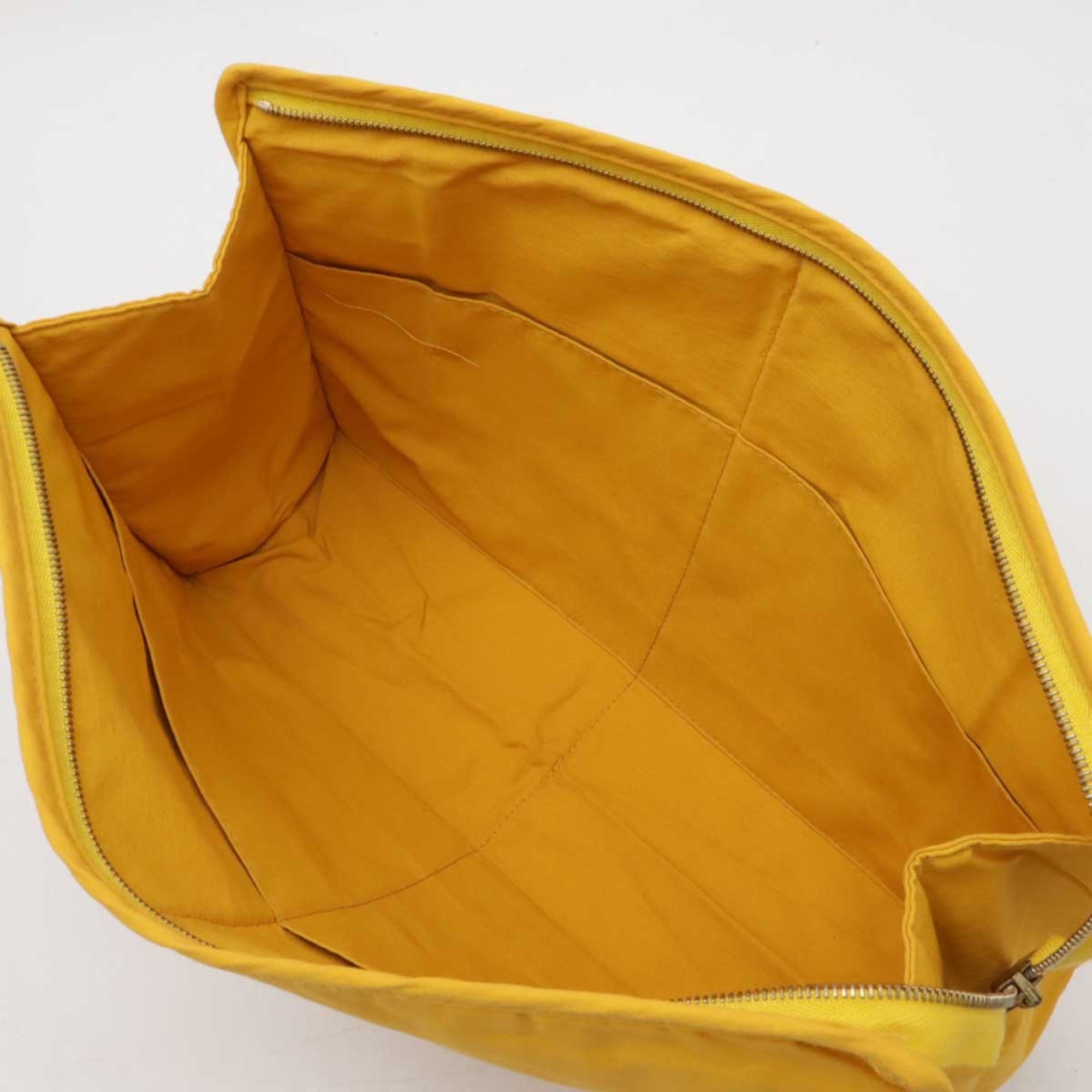 Hermes Beige Yellow Canvas Clutch Bag Pouch (Pre-Owned)