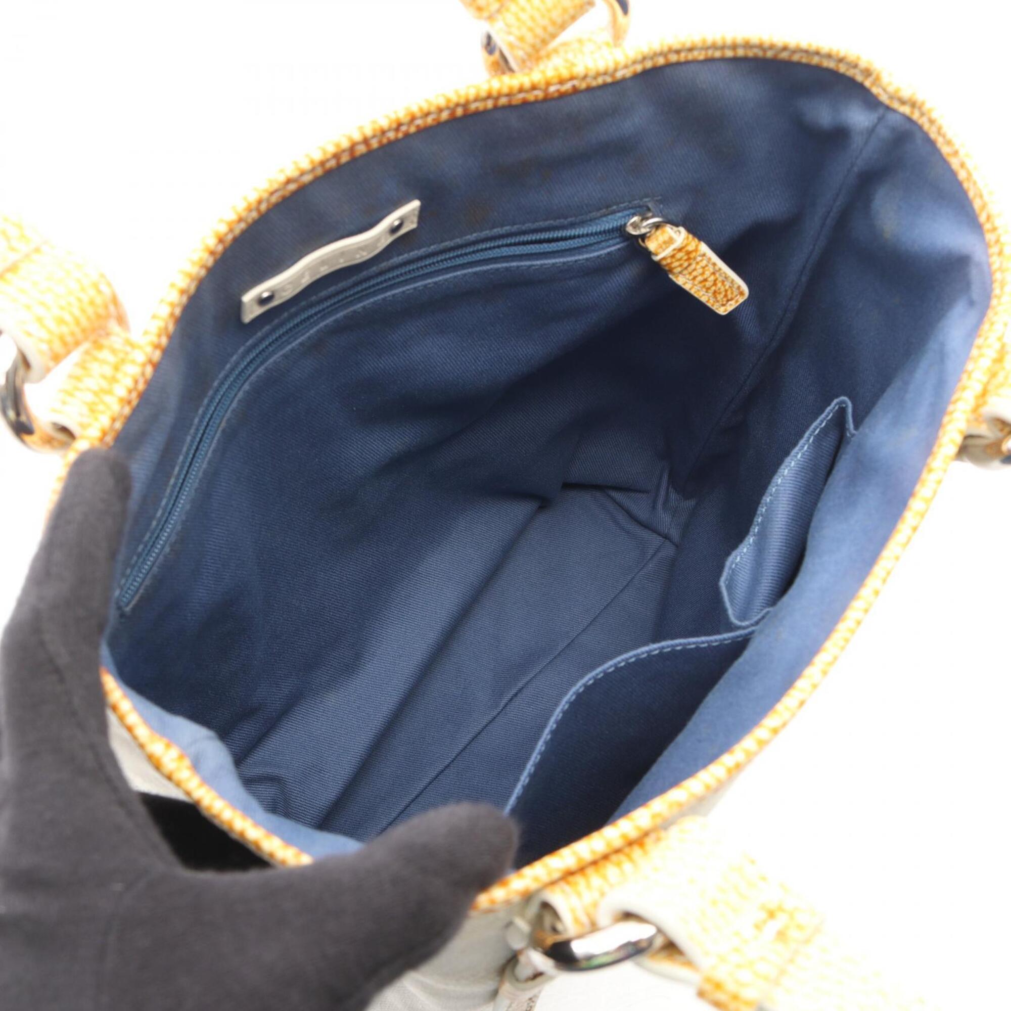 Celine Gray Yellow Canvas Handbag Tote Bag (Pre-Owned)