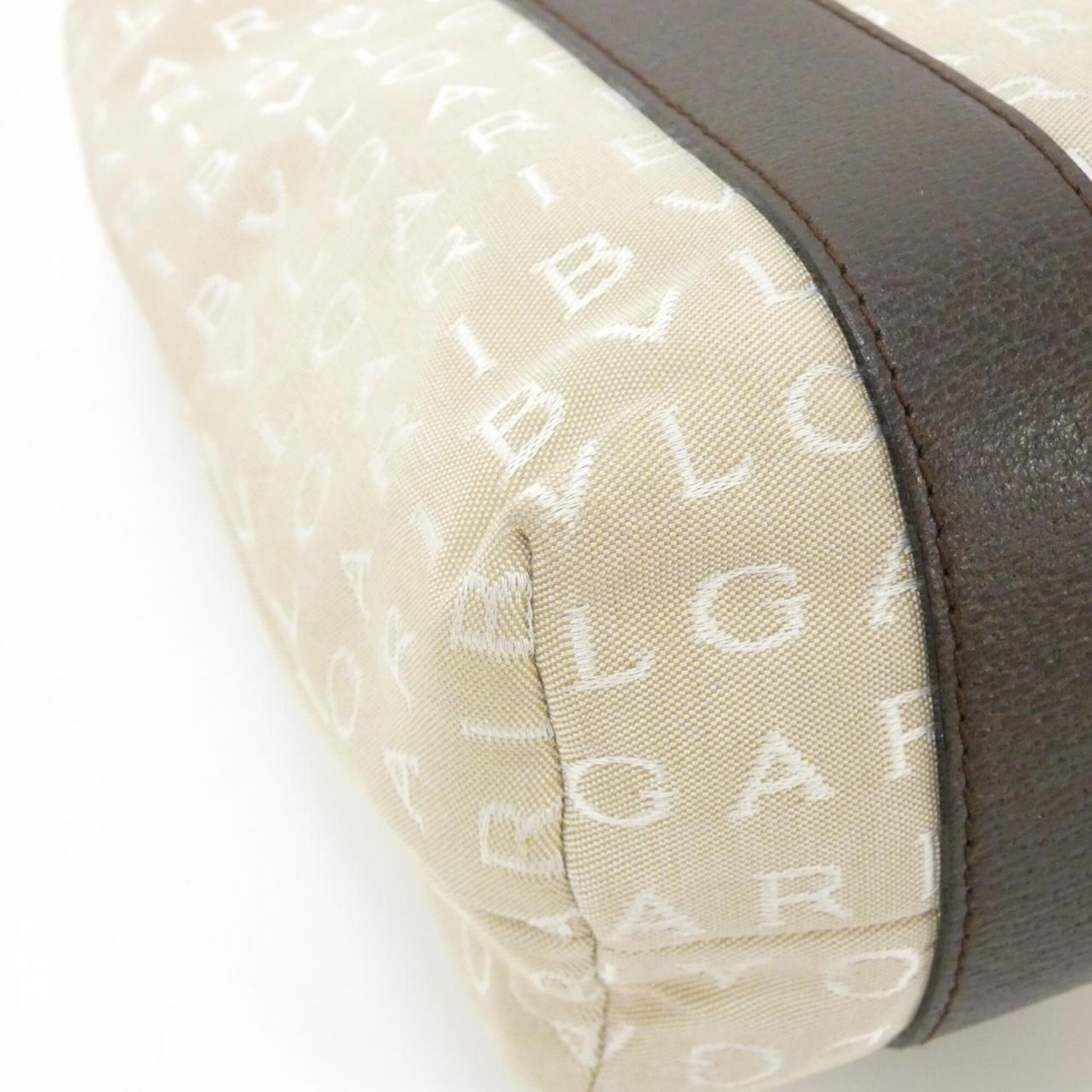 Bvlgari Beige Brown Canvas Handbag Pouch (Pre-Owned)