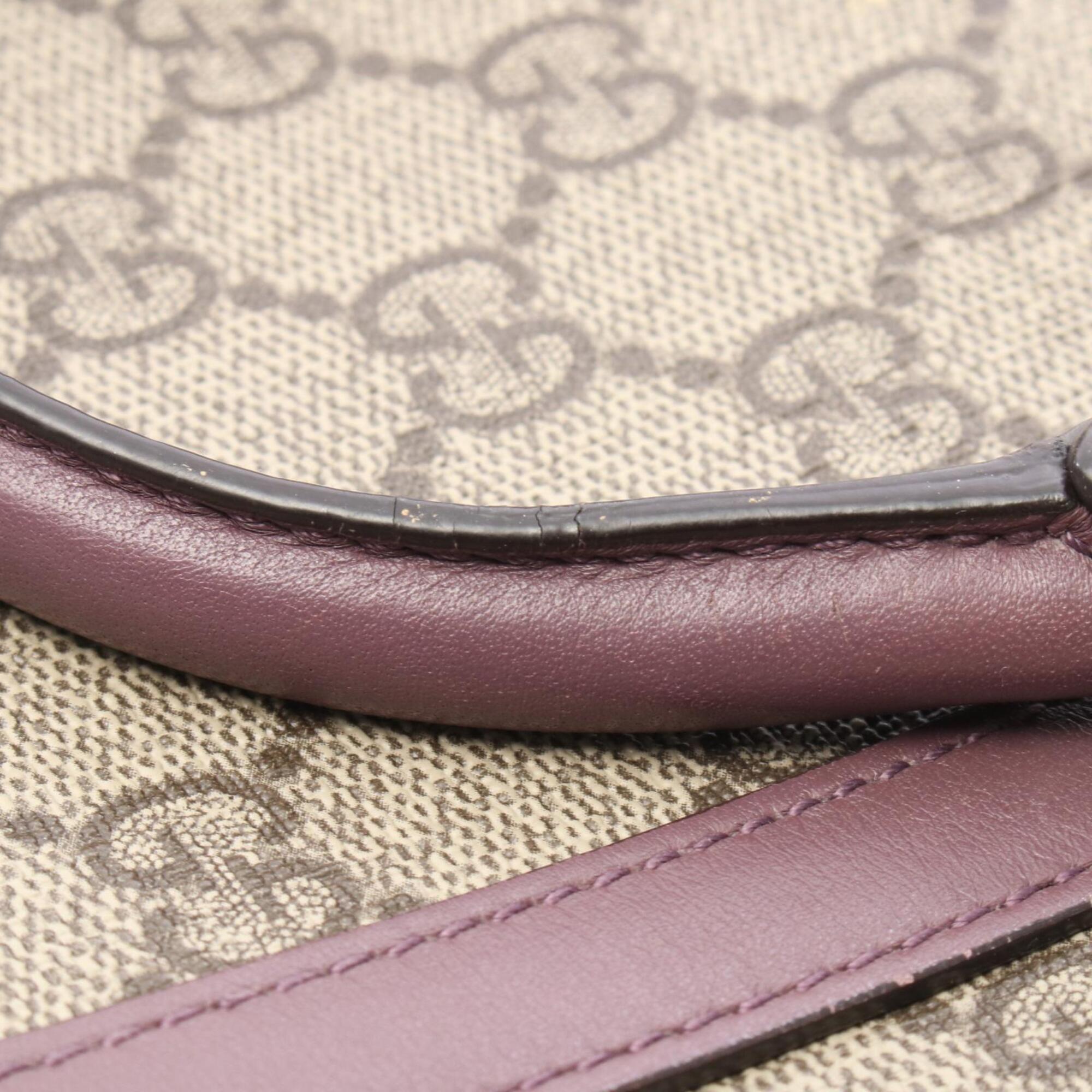 Gucci Beige Purple Gg Supreme Handbag Tote Bag (Pre-Owned)