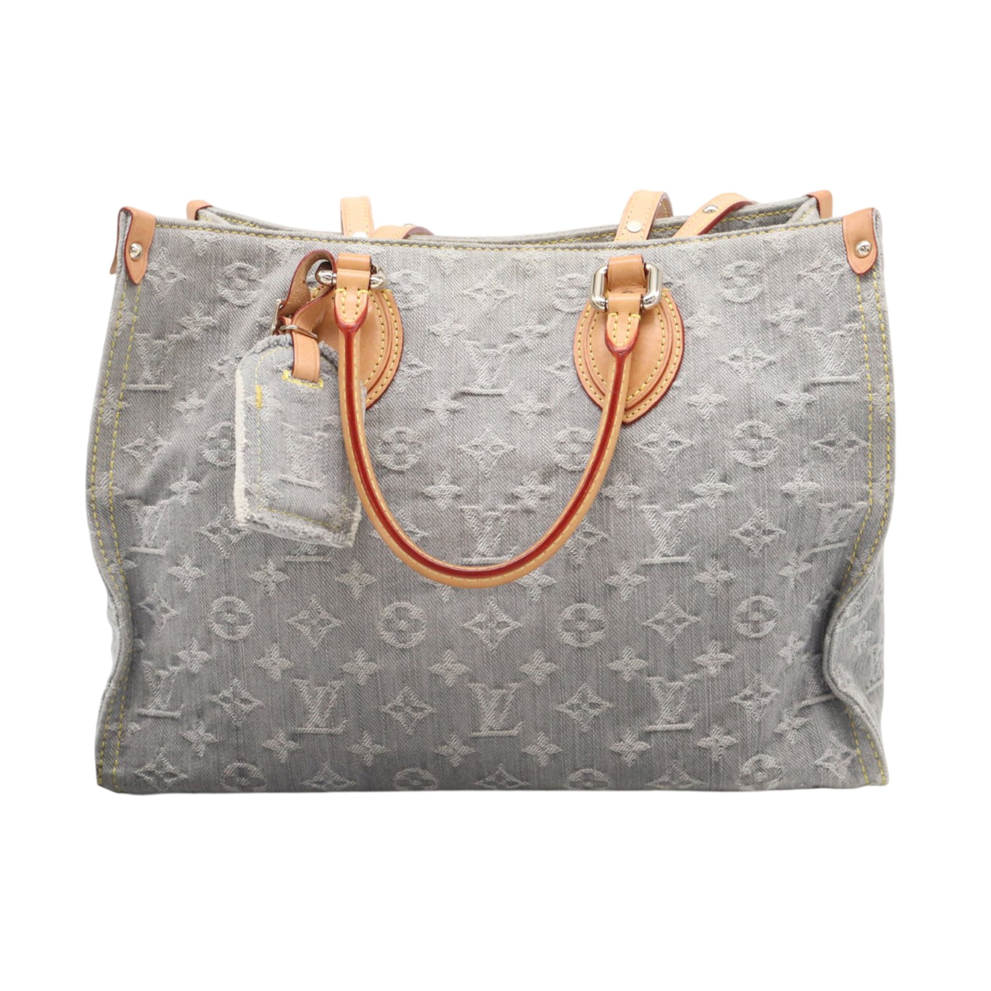 Louis Vuitton Beige Blue Cotton Handbag (Pre-Owned)