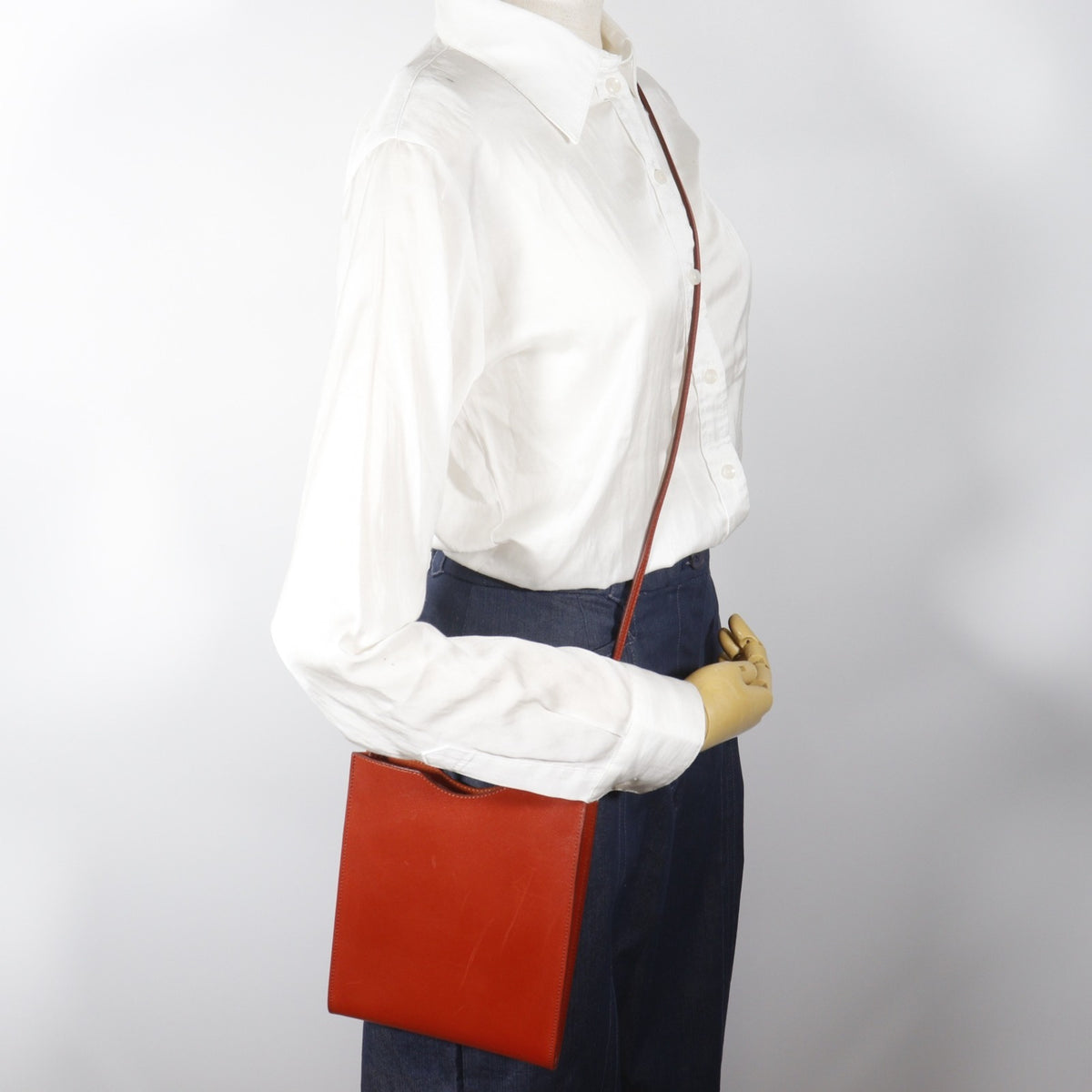 Hermes Brown Red Color Box Calf Leather Shoulder Bag (Pre-Owned)