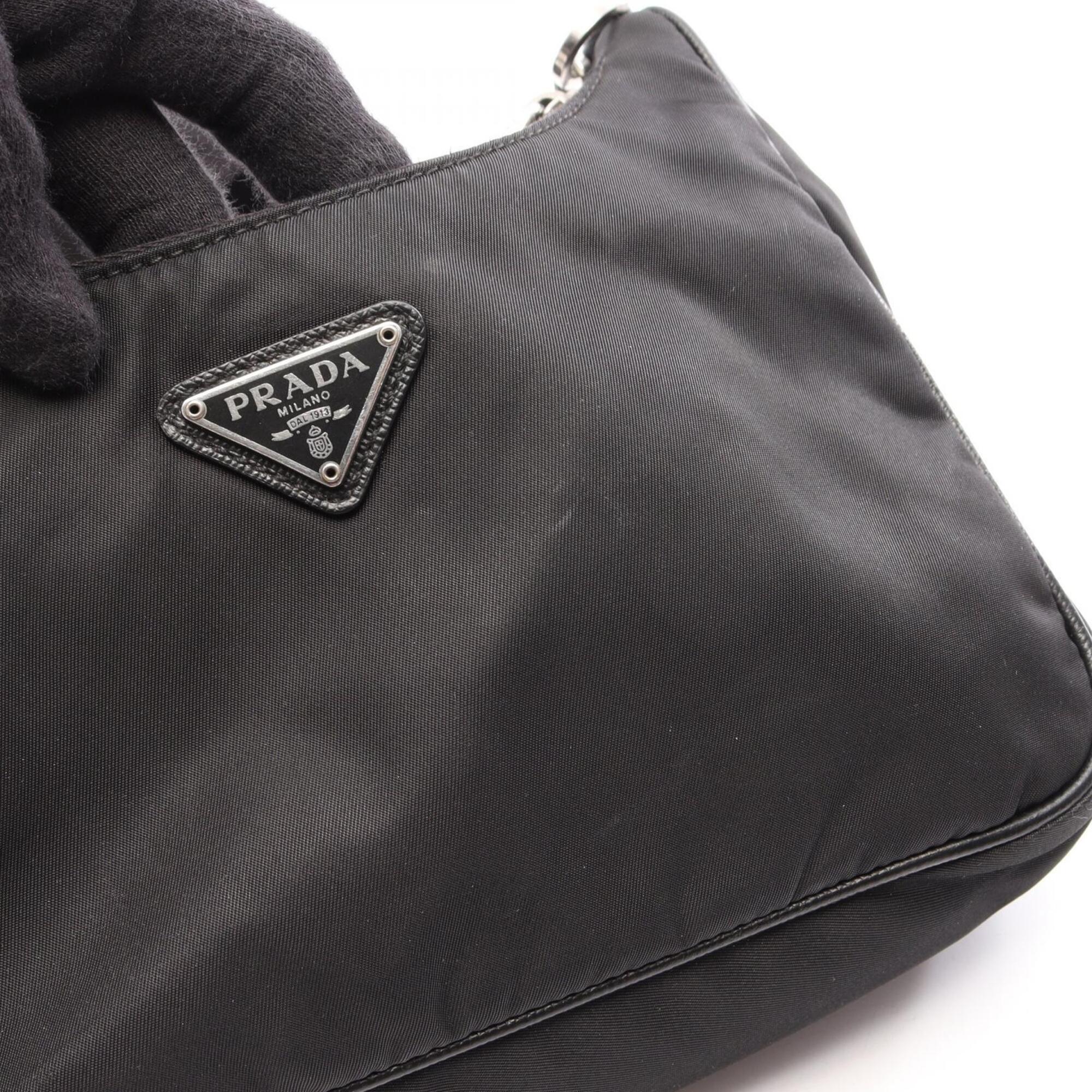 Prada Black Nylon Leather Handbag Pouch Shoulder Bag (Pre-Owned)