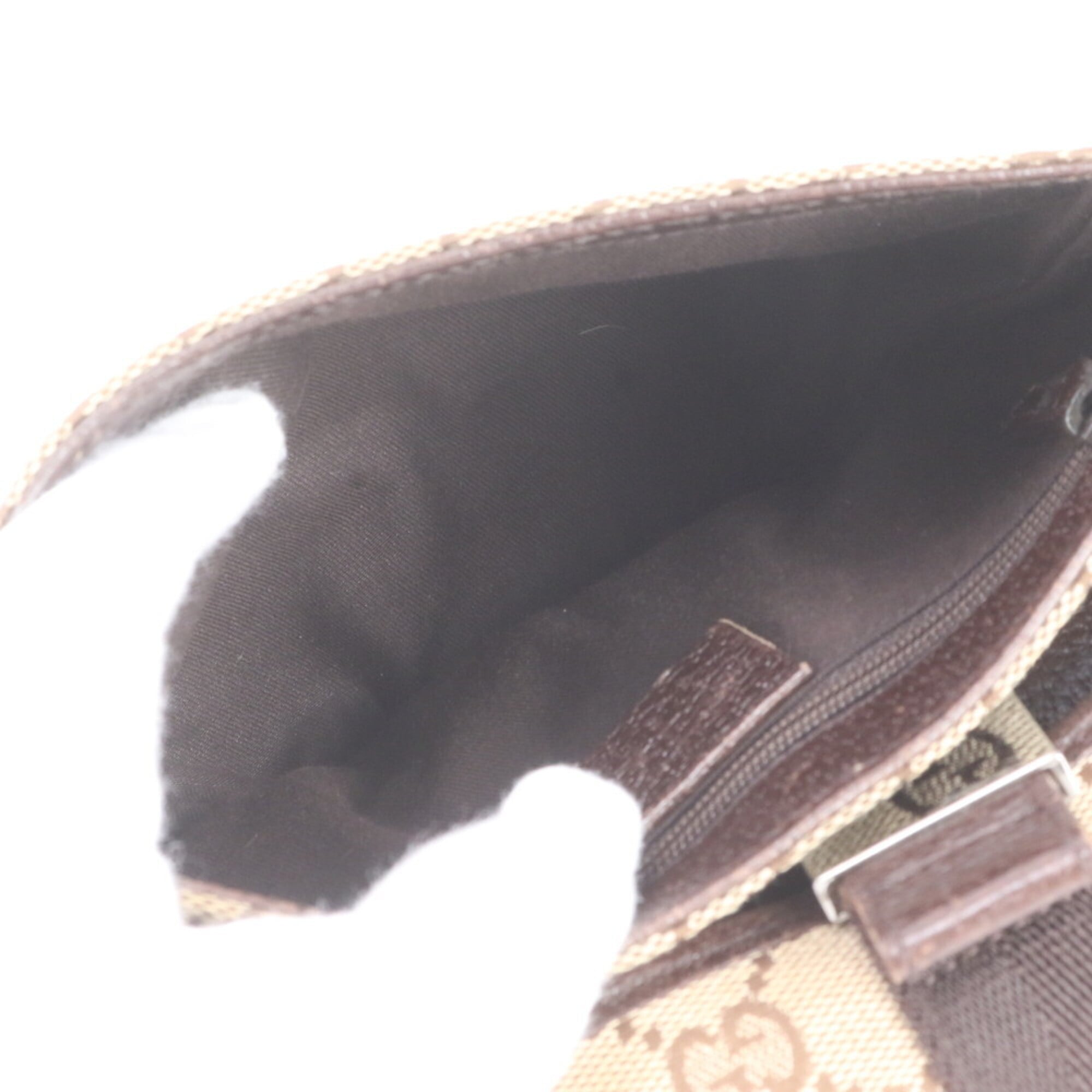 Gucci Brown Leather Canvas Pouch Shoulder Bag Sling Bag (Pre-Owned)